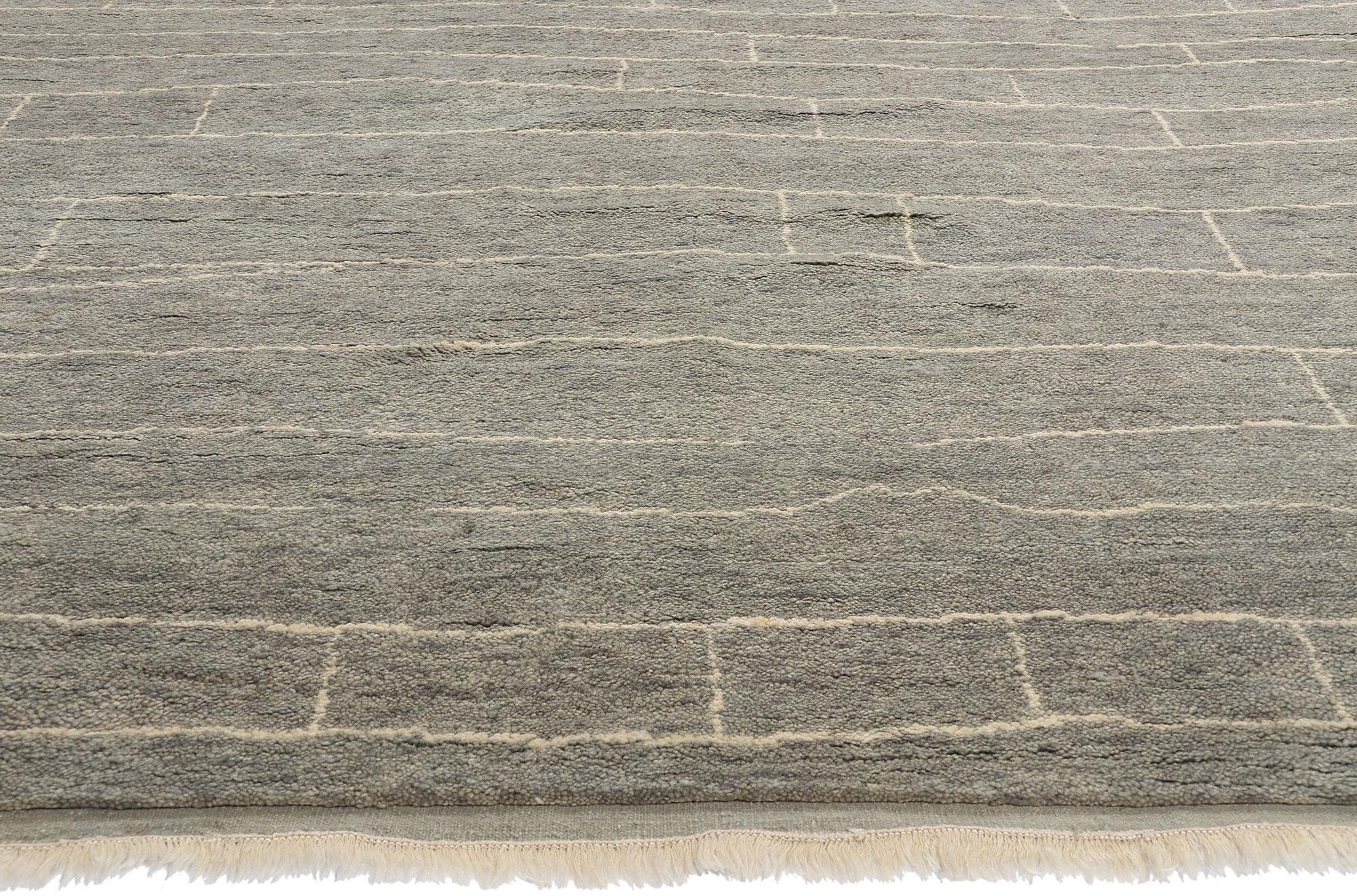 Hand-Knotted New Organic Modern Grey Bauhaus Moroccan Area Rug, 10'02 x 14'06 For Sale