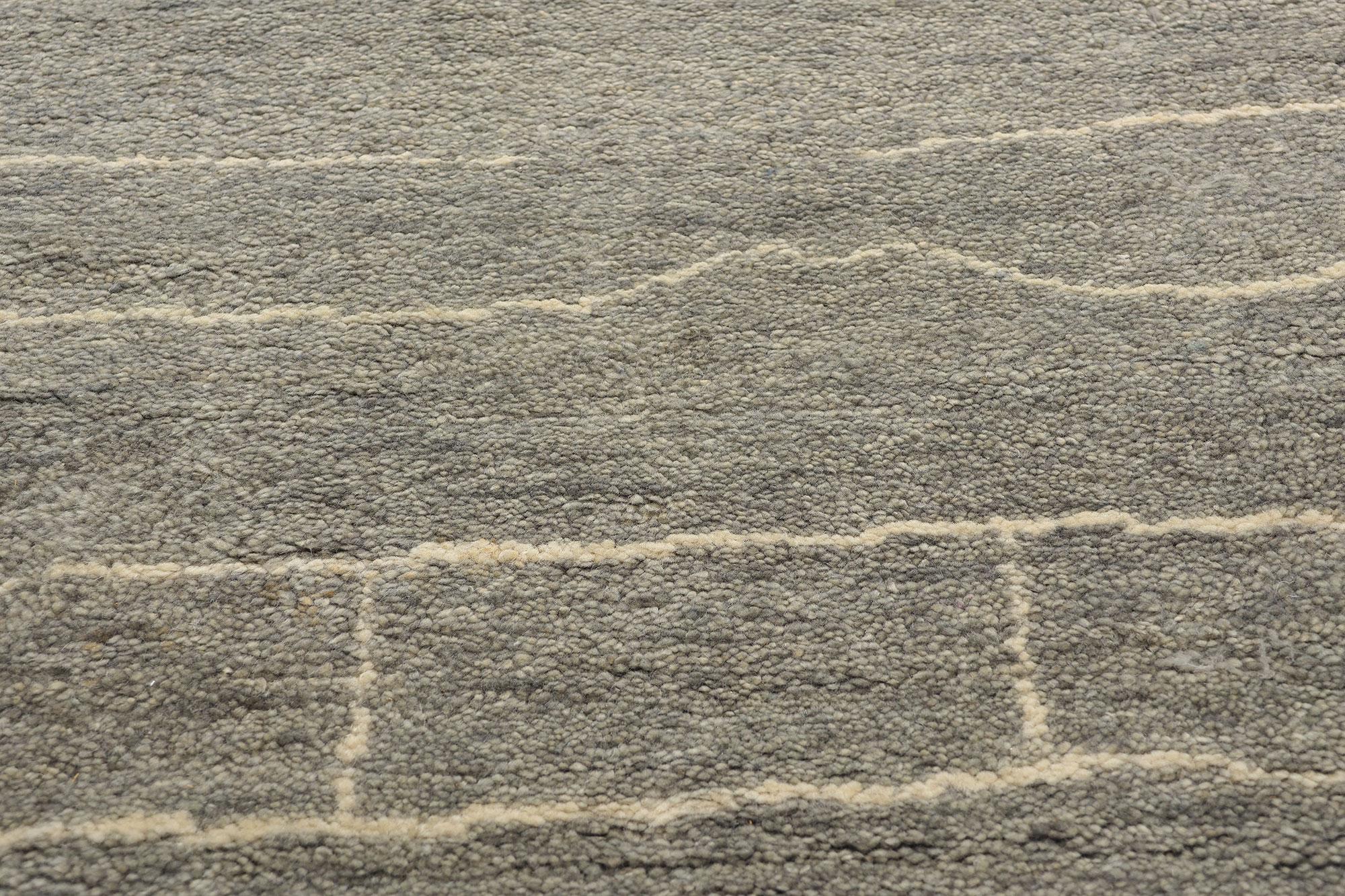New Organic Modern Grey Bauhaus Moroccan Area Rug, 10'02 x 14'06 In New Condition For Sale In Dallas, TX