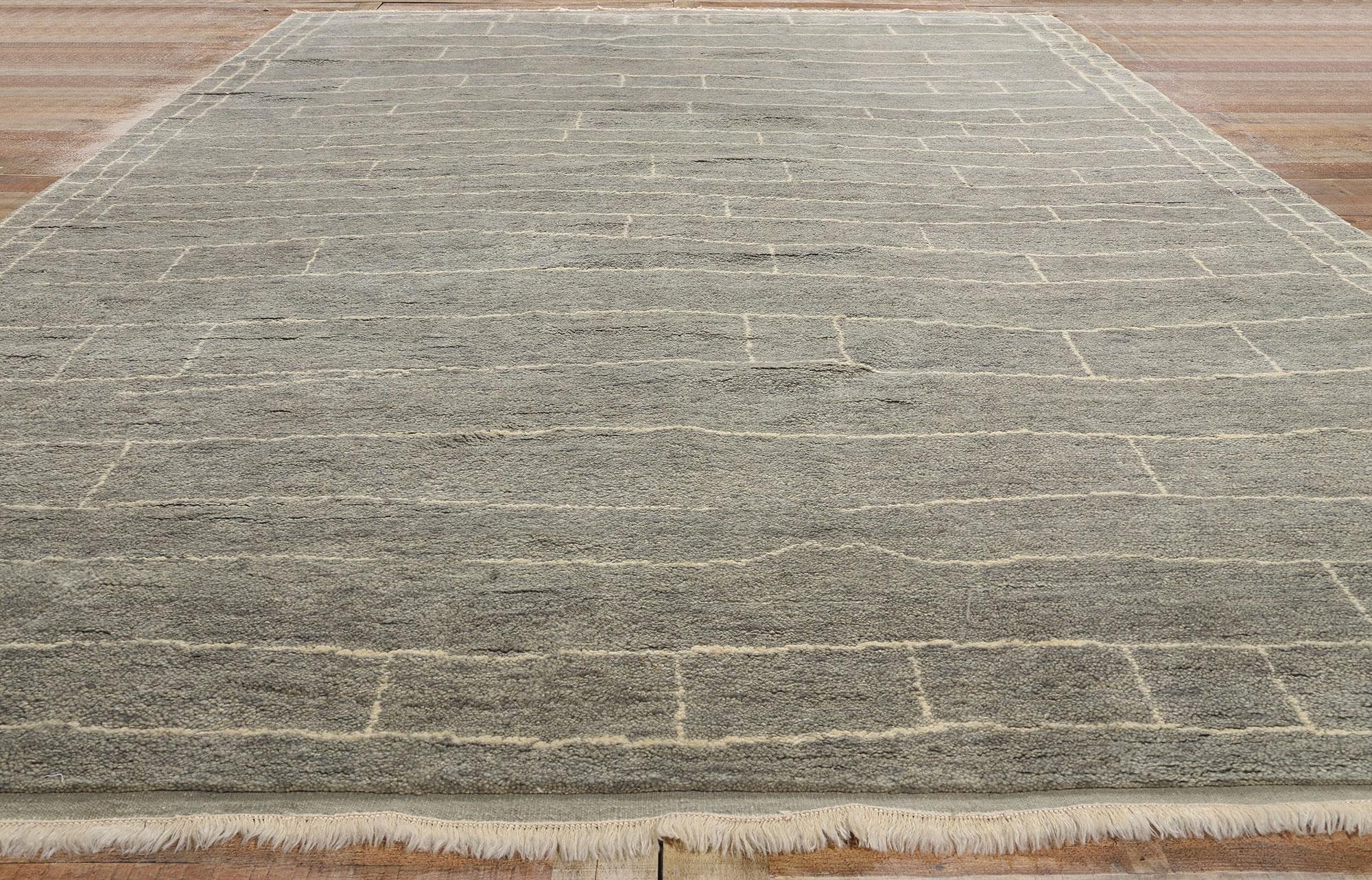 New Organic Modern Grey Bauhaus Moroccan Area Rug, 10'02 x 14'06 For Sale 1