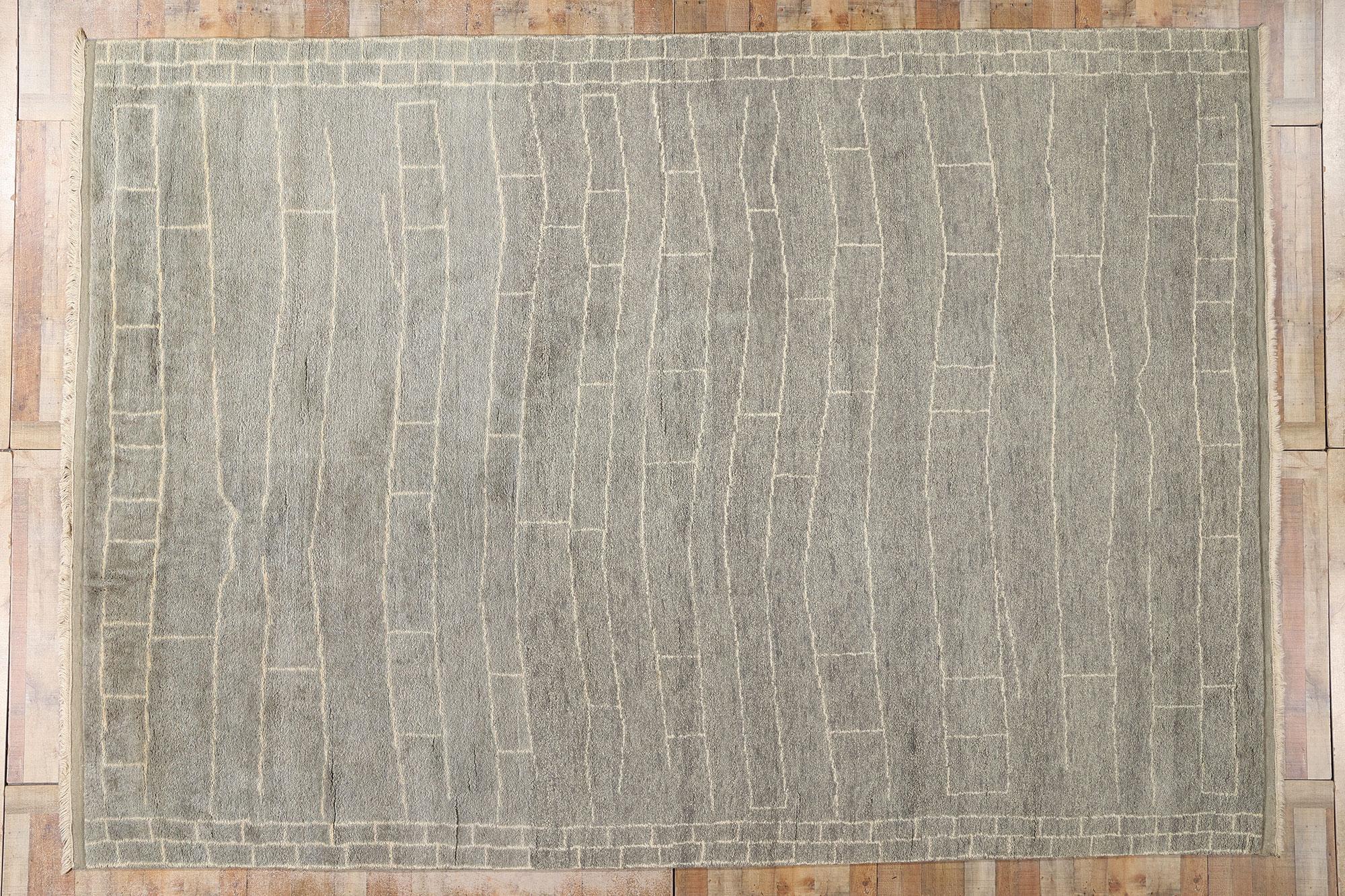 New Organic Modern Grey Bauhaus Moroccan Area Rug, 10'02 x 14'06 For Sale 2