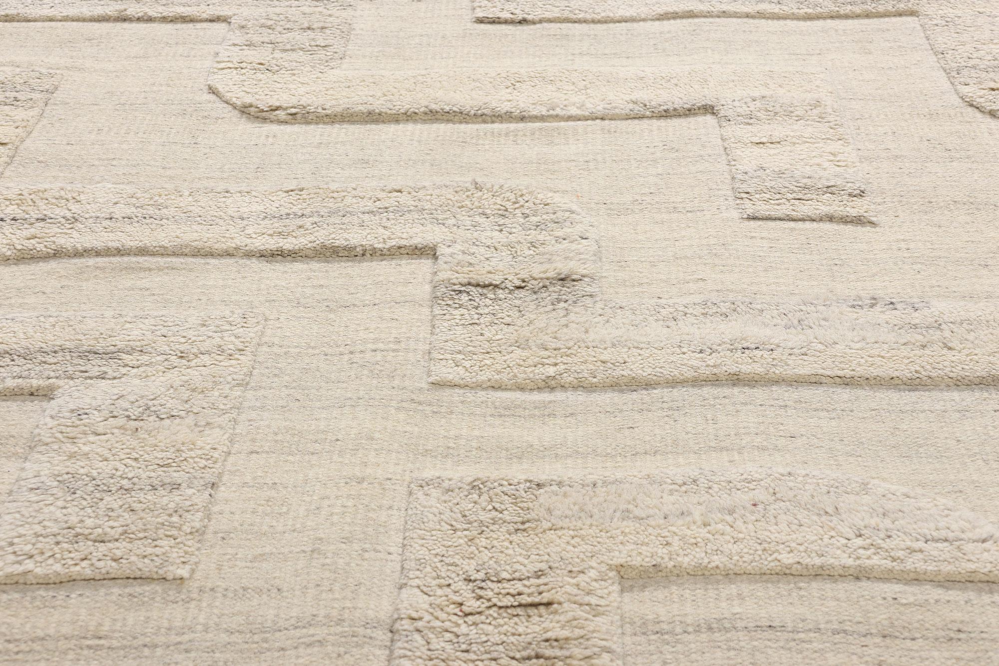 Contemporary New Organic Modern High-Low Carpet with Minimalist Style For Sale