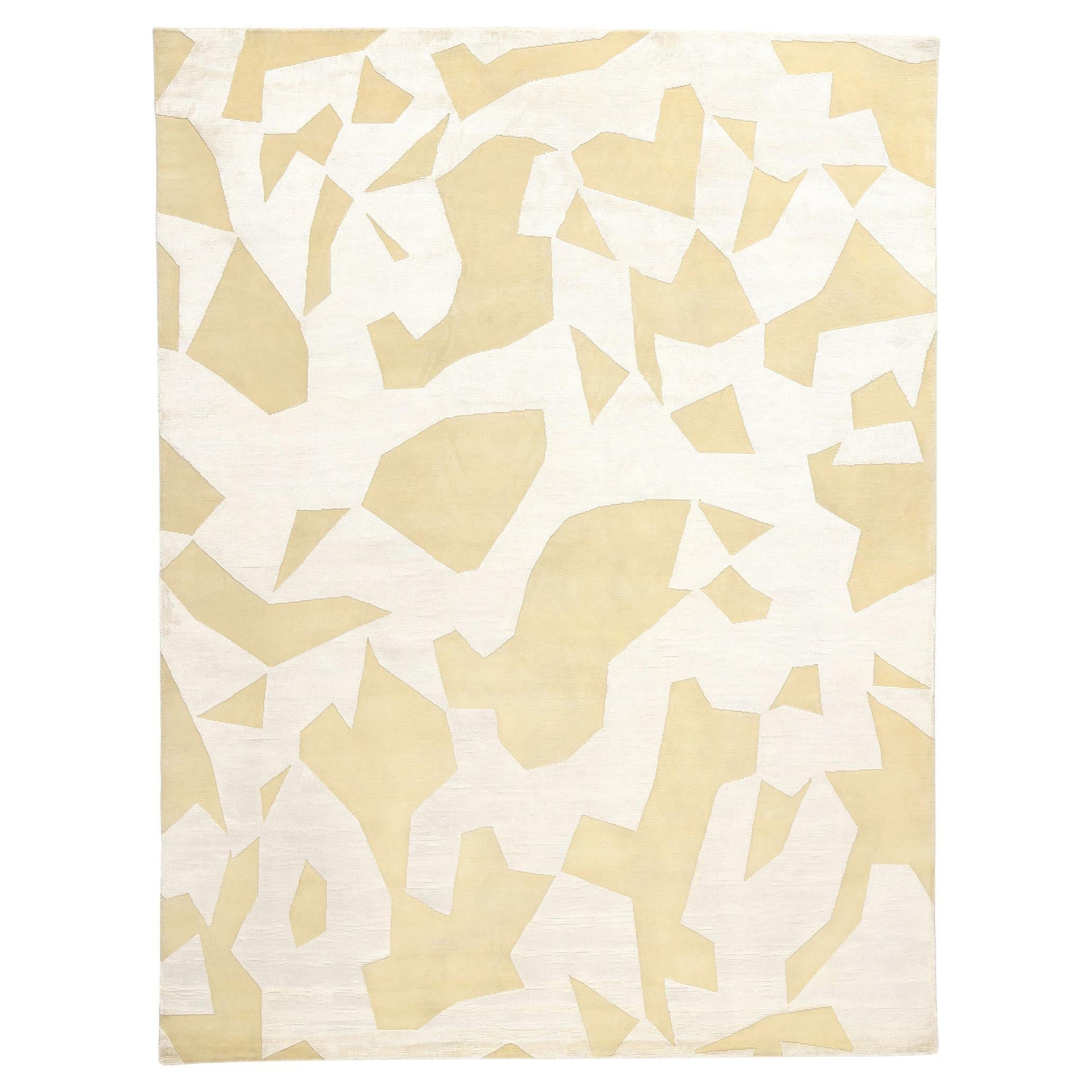 New Organic Modern High-Low Wool & Silk Rug