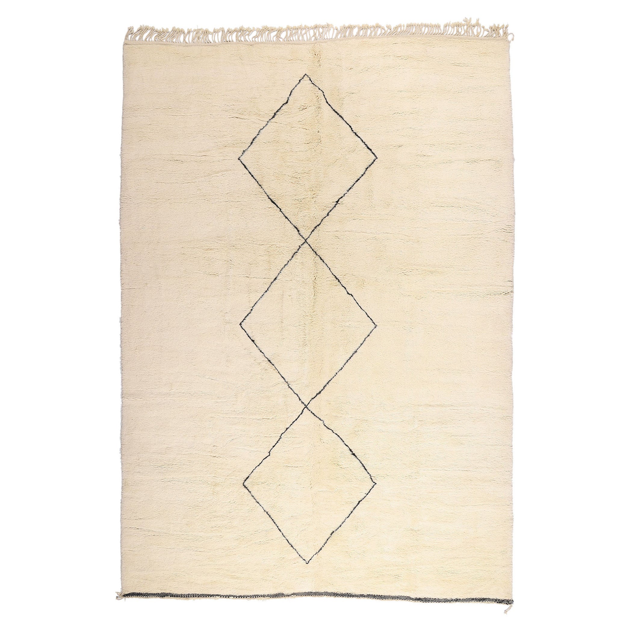 New Organic Modern Moroccan Beni Ourain Rug with Minimalist Style