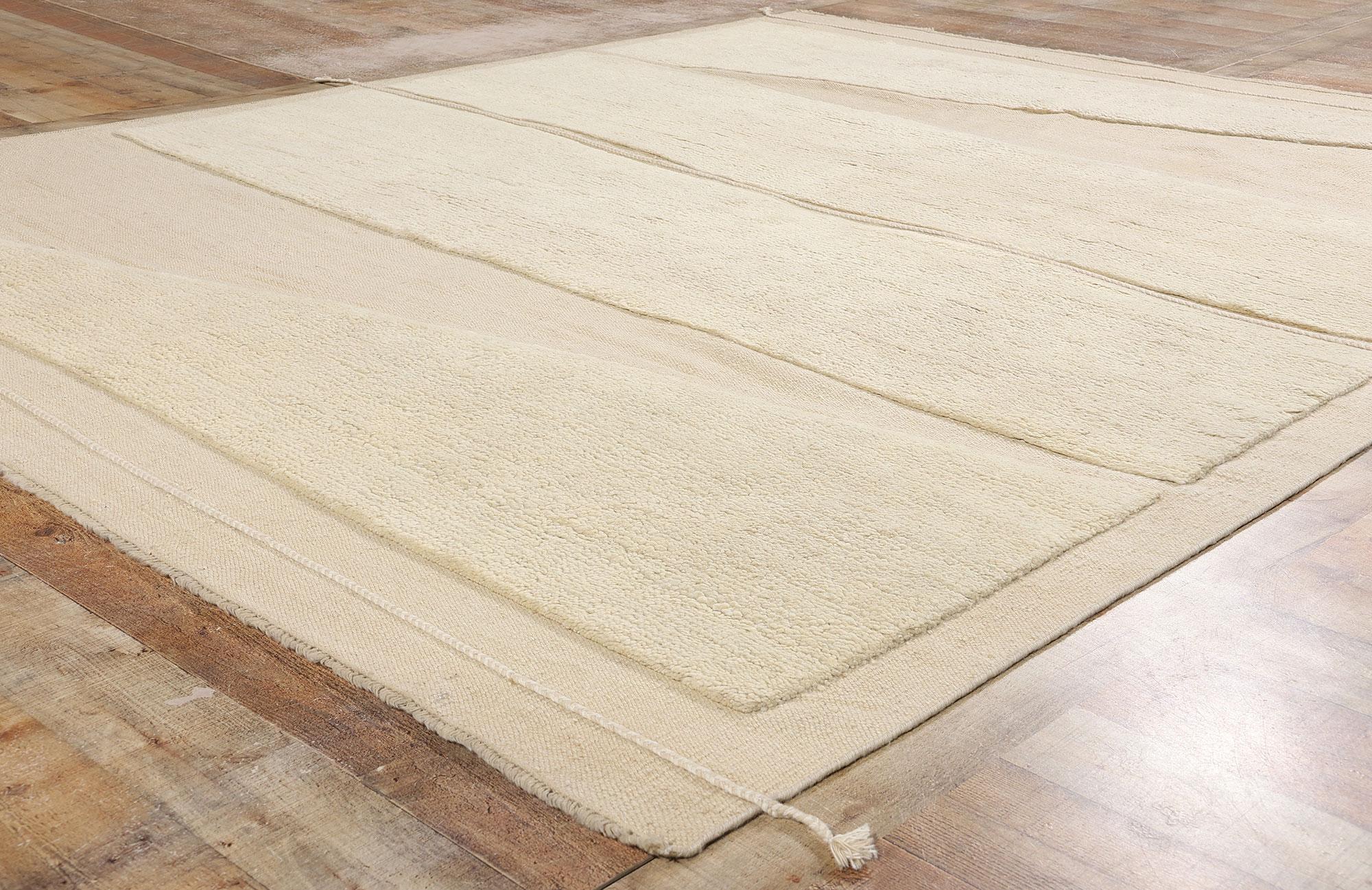 Wool New Organic Modern Moroccan High-Low Textured Carpet, 08'02 x 09'10 For Sale
