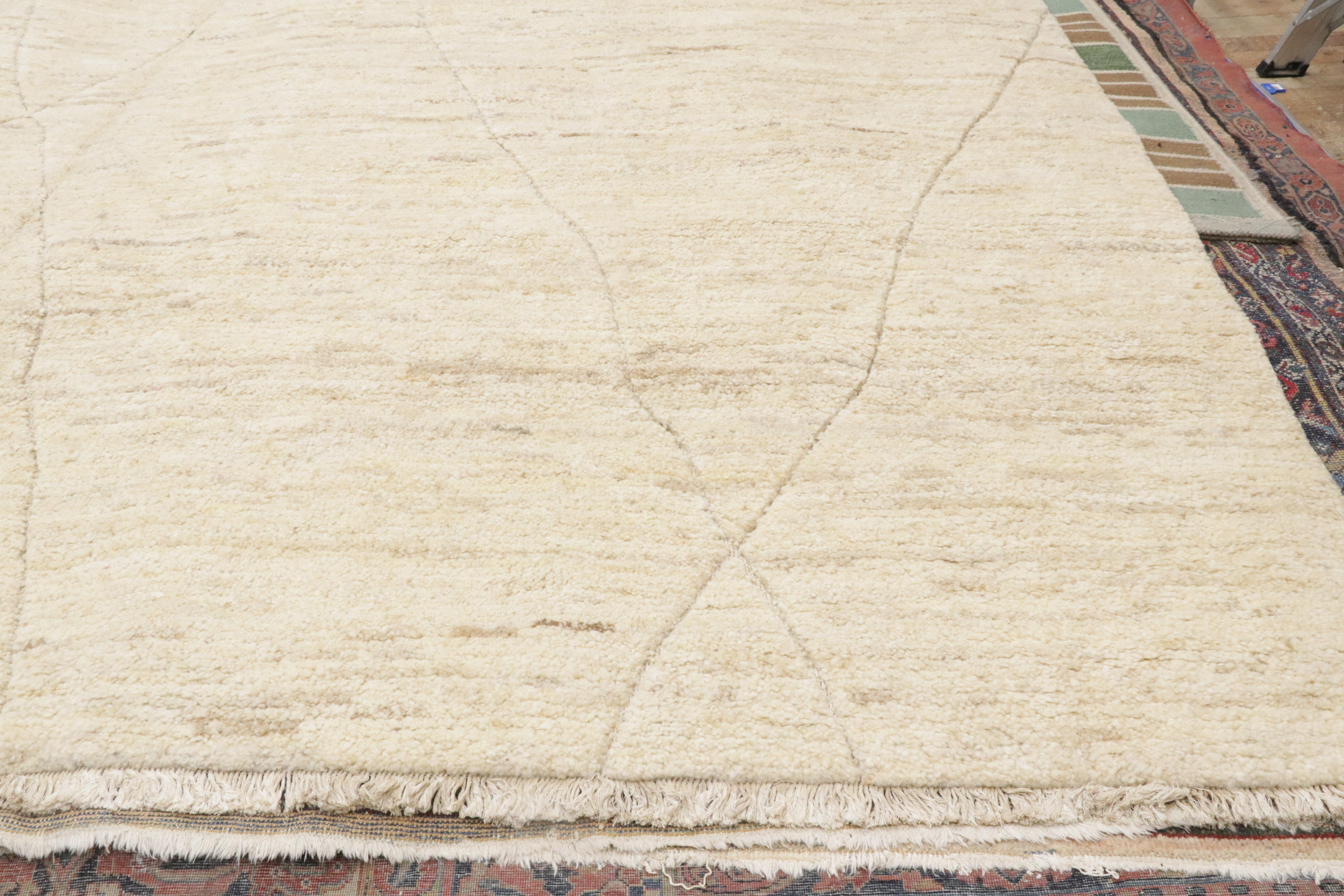 New Organic Modern Moroccan Textured Carpet with Minimalist Style For Sale 6