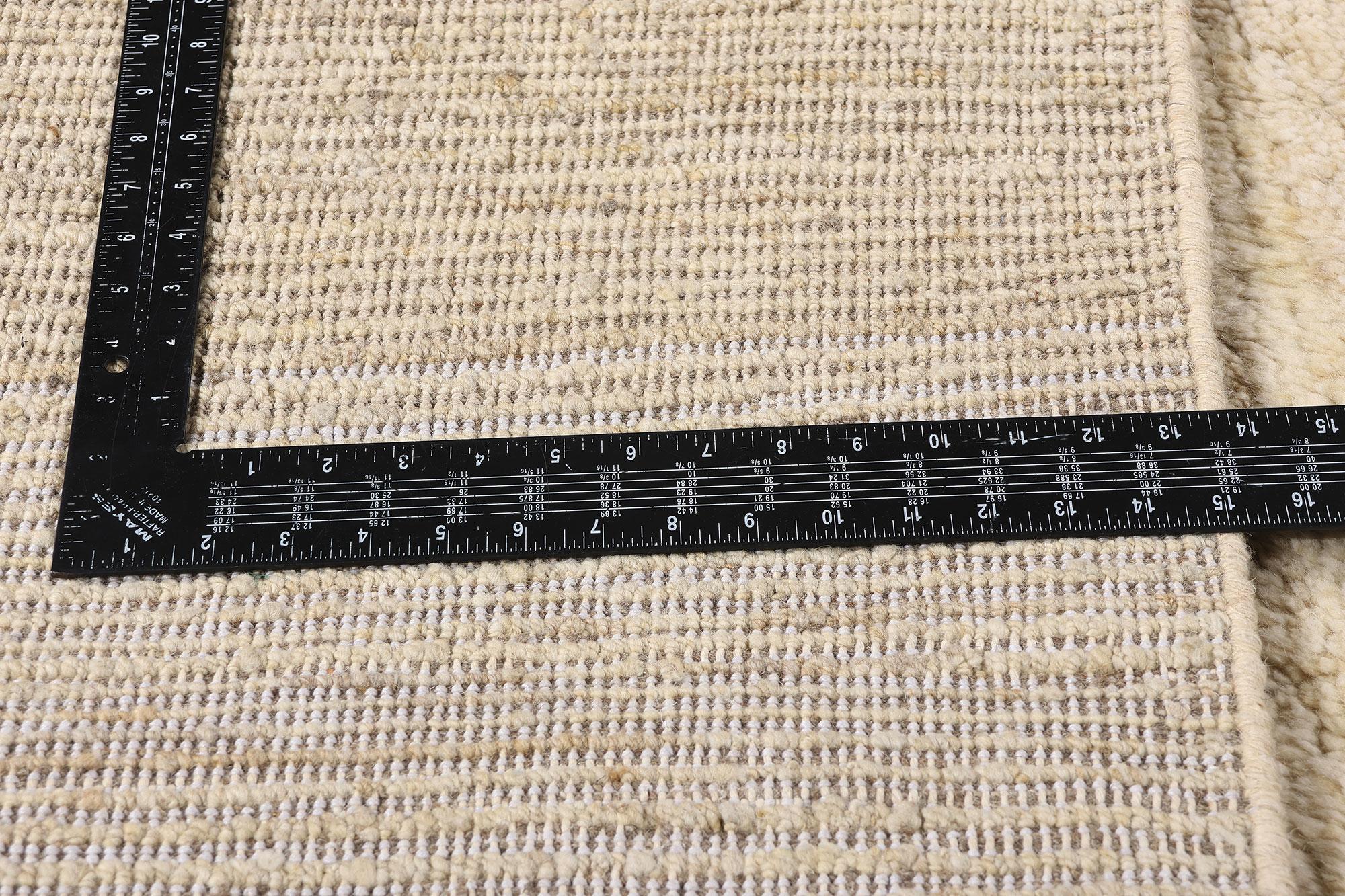Hand-Knotted New Organic Modern Moroccan Textured Carpet with Minimalist Style For Sale