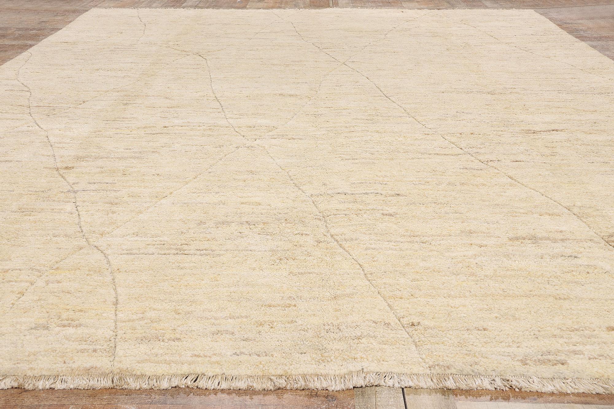 Contemporary New Organic Modern Moroccan Textured Carpet with Minimalist Style For Sale