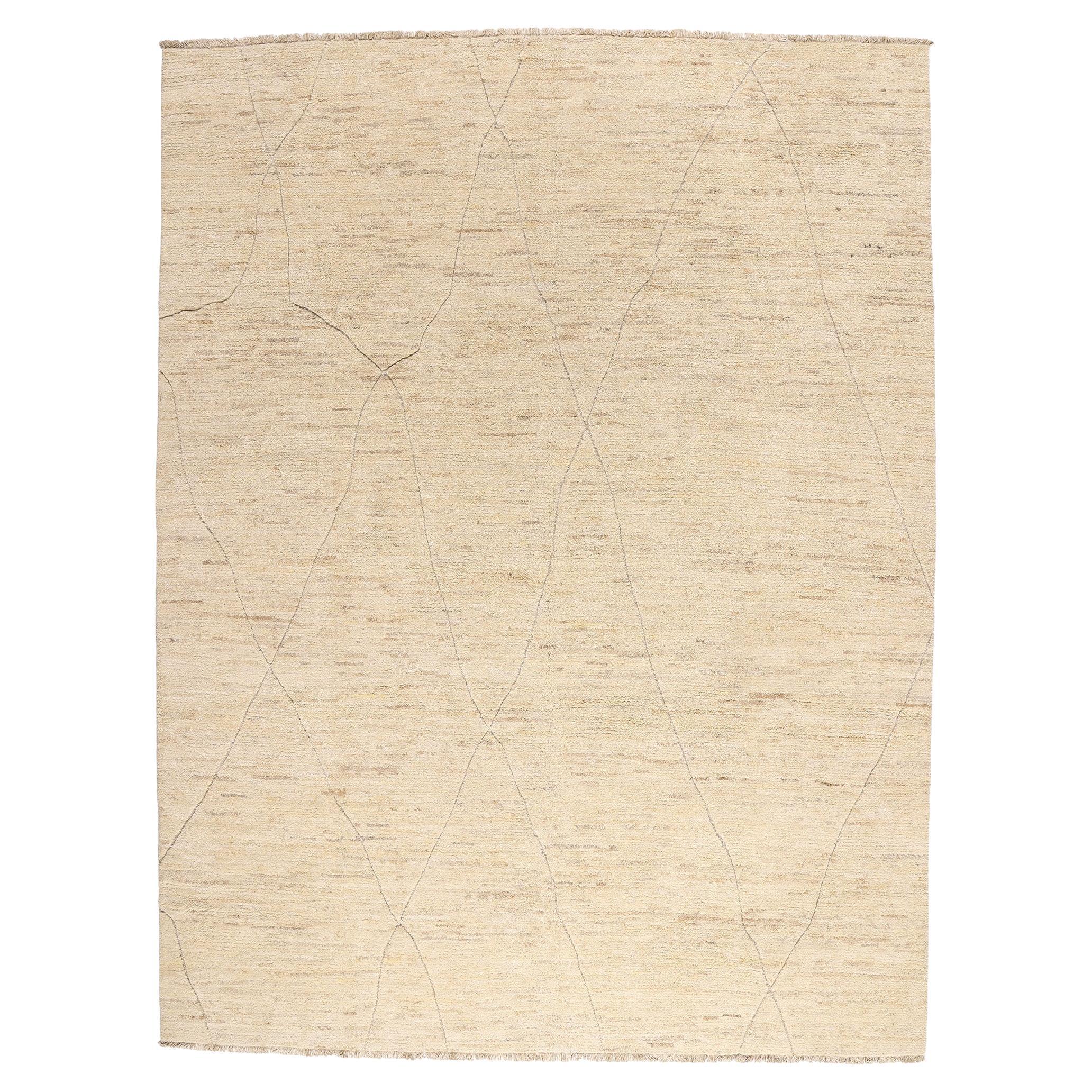 New Organic Modern Moroccan Textured Carpet with Minimalist Style