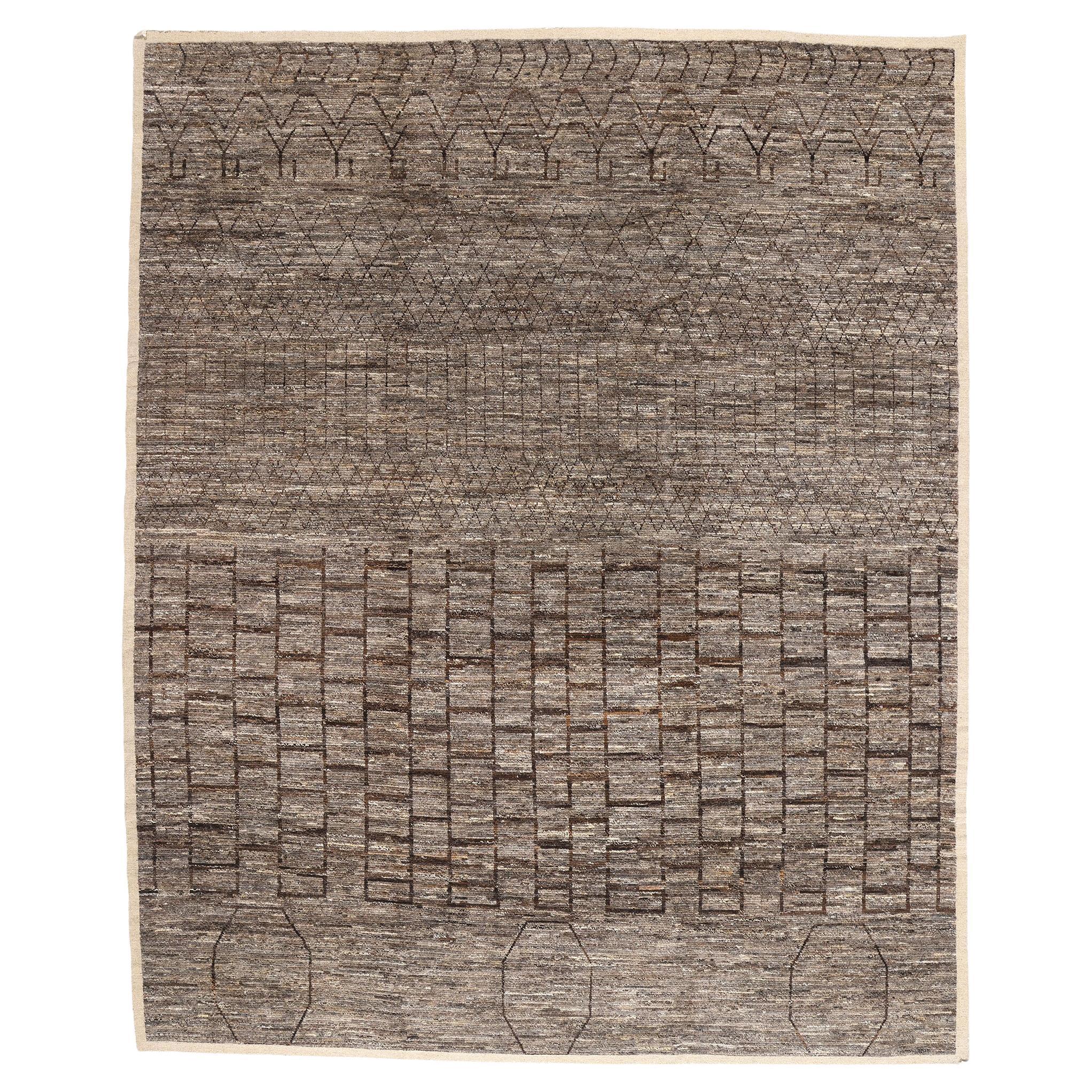 New Organic Moroccan Brutalist Carpet with Modern Style