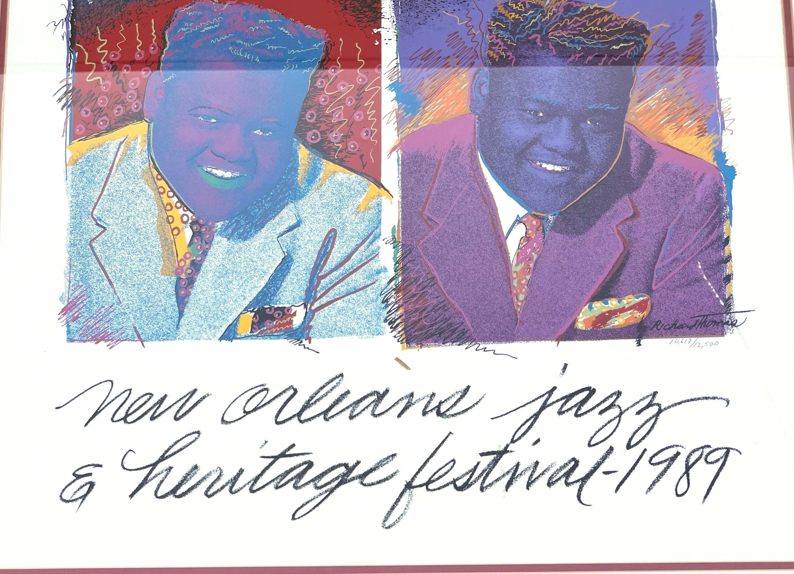 Late 20th Century New Orleans 1989 Jazz Festival 20th Anniversary Fats Domino Original Poster For Sale