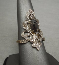 New Orleans Fleur de Lis Black and White Diamond Tiara Ring