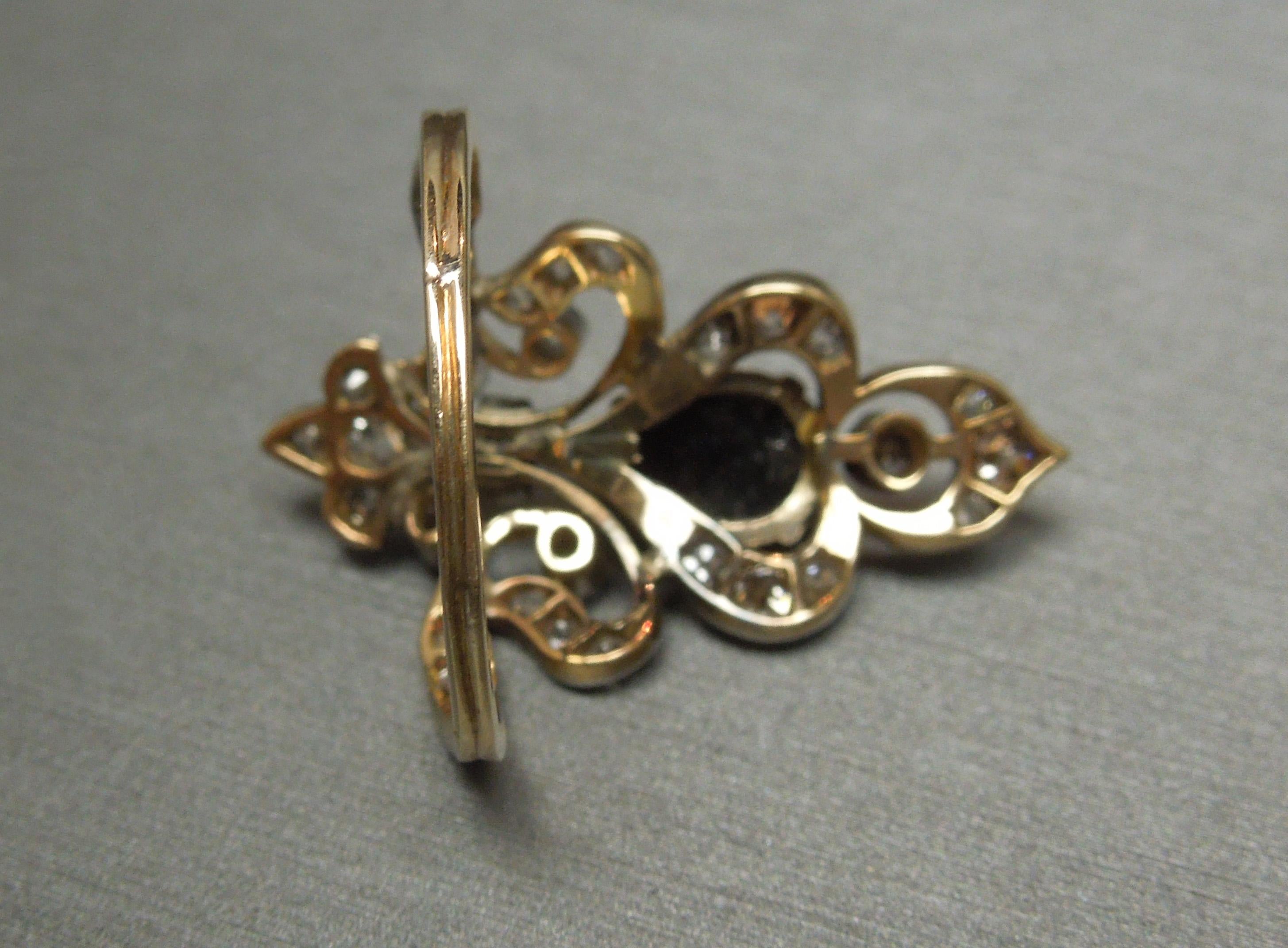 New Orleans Fleur de Lis Black and White Diamond Tiara Ring In Good Condition For Sale In METAIRIE, LA