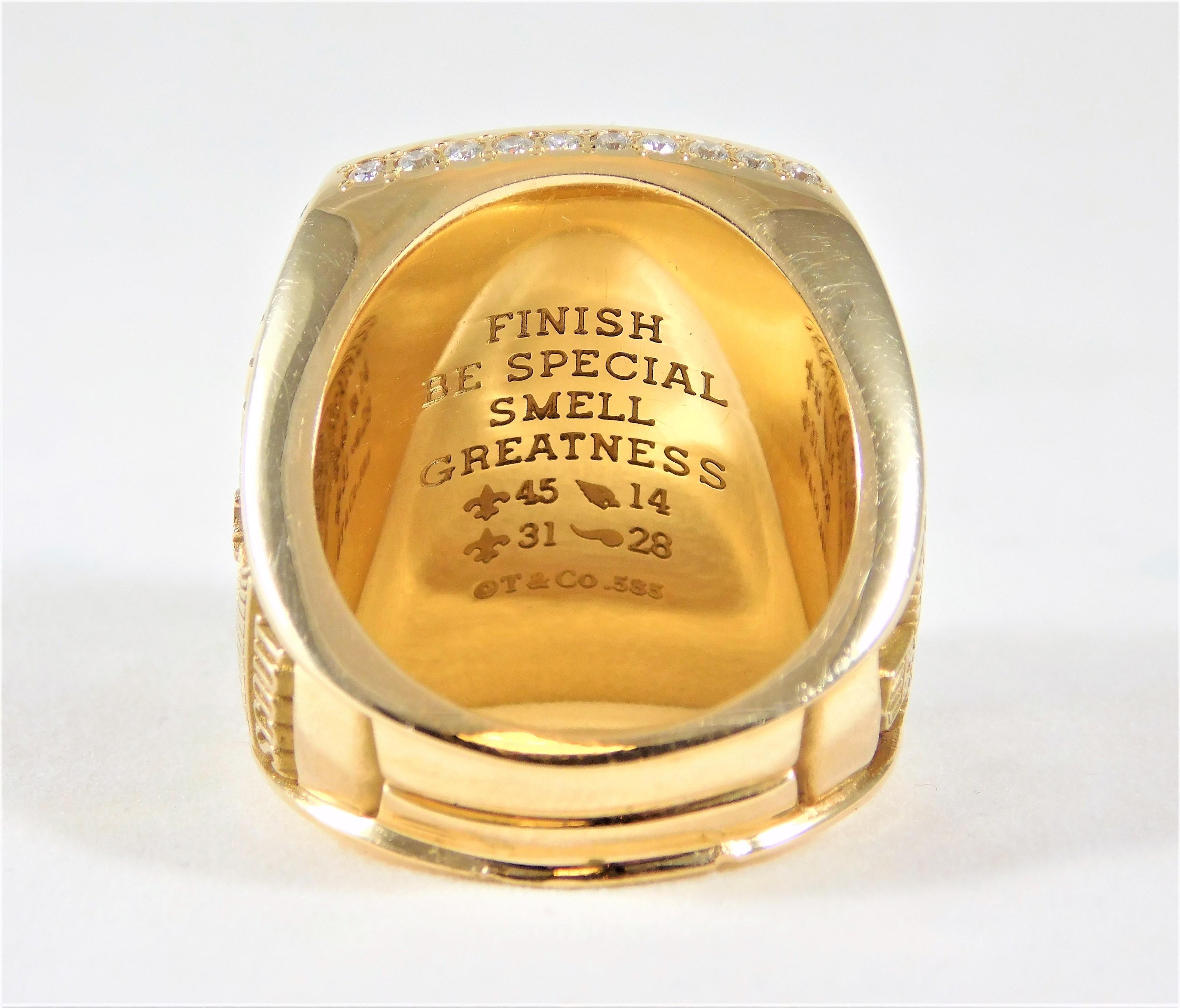 Round Cut New Orleans Saints Super Bowl Ring For Sale
