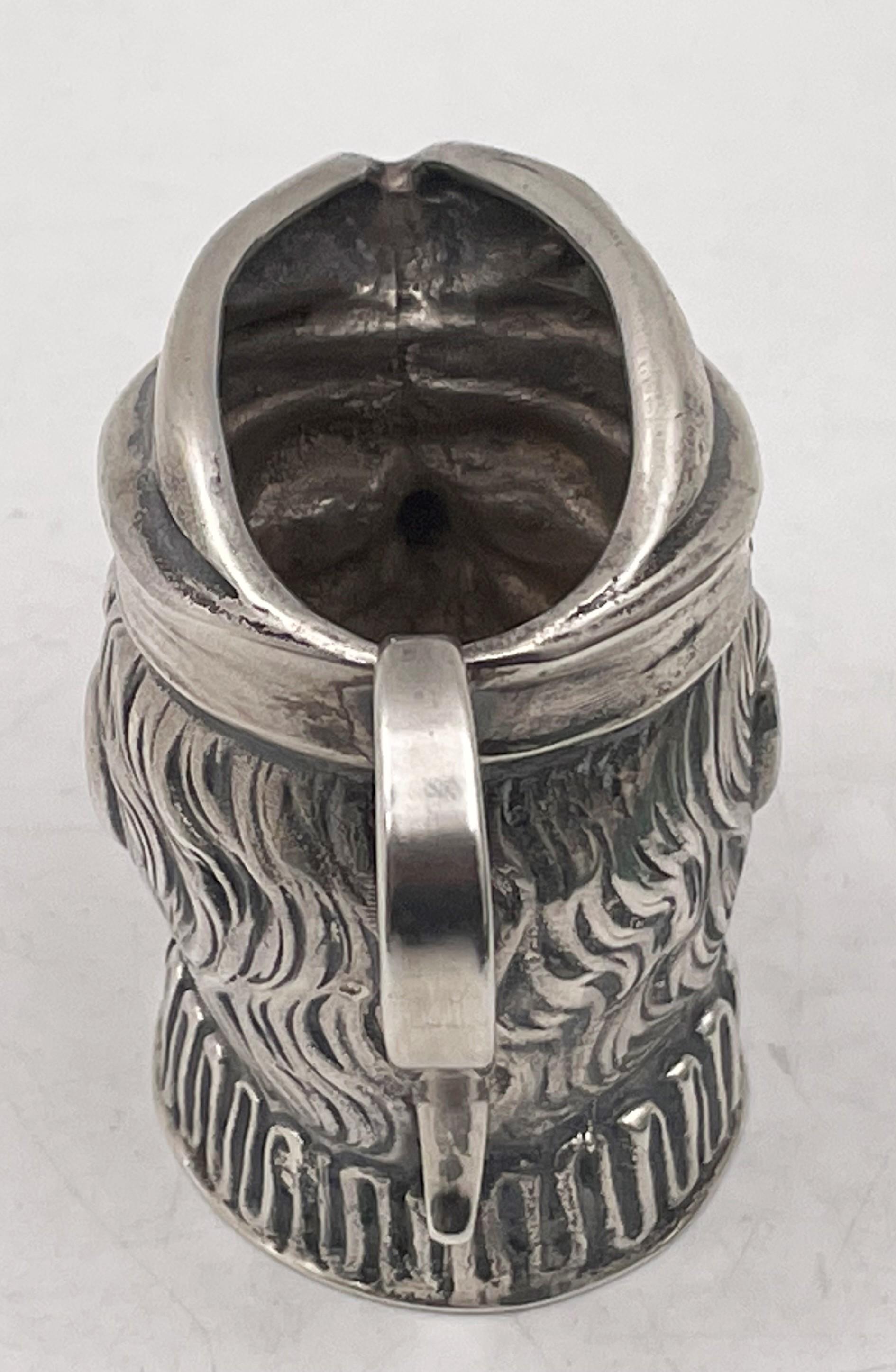 American New Orleans Silversmiths Human Long Nosed Sterling Silver Creamer / Toby Jug For Sale