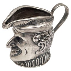 Vintage New Orleans Silversmiths Human Long Nosed Sterling Silver Creamer / Toby Jug