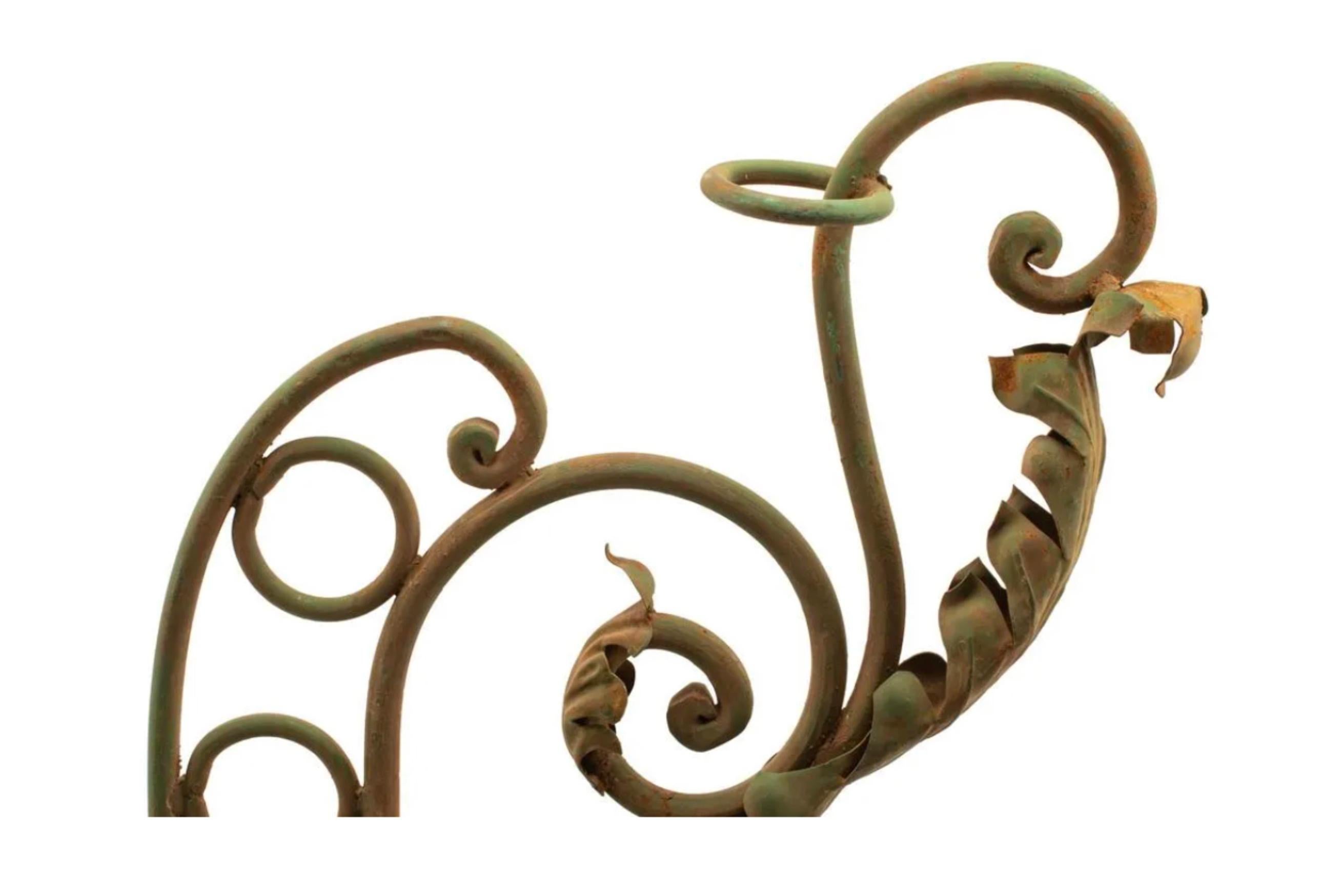 North American New Orleans Wrought Iron Foliate Scroll Sign Brackets - a Pair For Sale