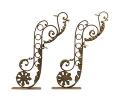 New Orleans Wrought Iron Foliate Scroll Sign Brackets - a Pair