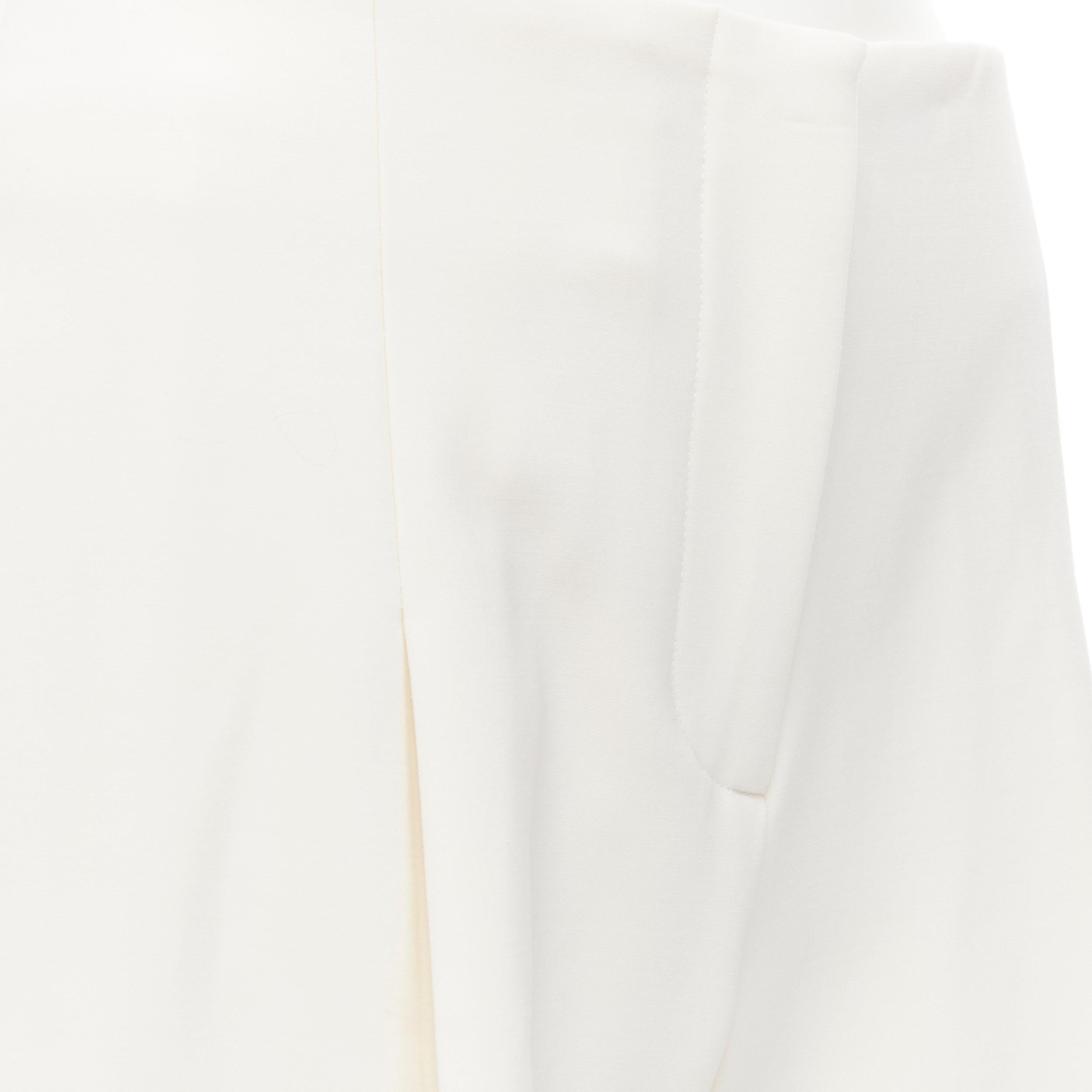 new OSCAR DE LA RENTA 2015 virgil wool crepe cream pleated front wide cropped trousrs pants US2 XS 
Reference: MELK/A00070 
Brand: Oscar De La Renta 
Collection: P15 
Material: Wool 
Color: Beige 
Pattern: Solid 
Closure: Zip 
Extra Detail: Pleat