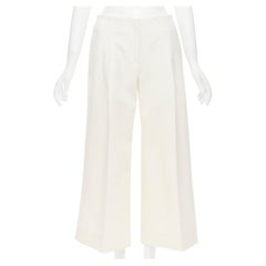 new OSCAR DE LA RENTA 2015 virgil wool crepe cream pleated front wide cropped