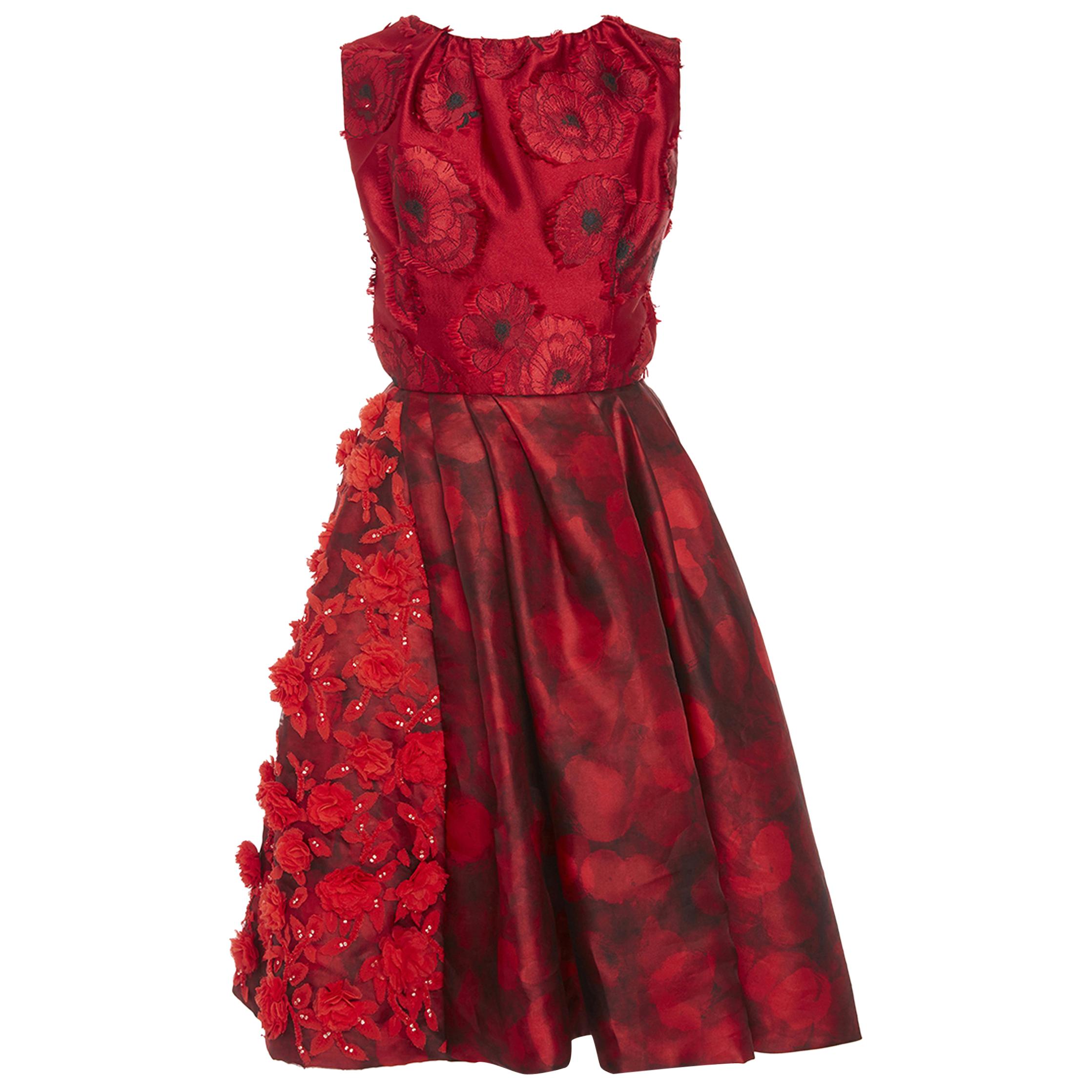 New Oscar De La Renta  3-D Floral Jewel Embellished and Embroidered Dress US 8