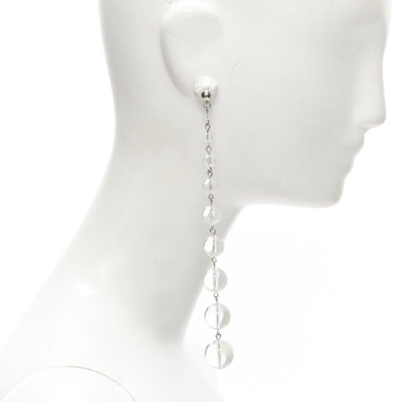 Women's new OSCAR DE LA RENTA clear enamel acrylic ball drop statement earrings For Sale