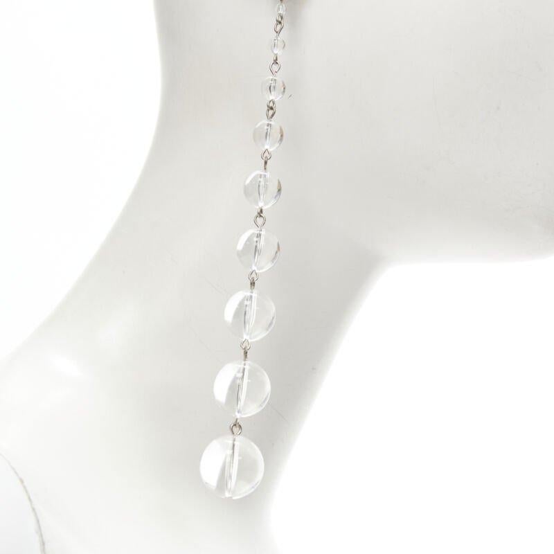 new OSCAR DE LA RENTA clear enamel acrylic ball drop statement earrings For Sale 1