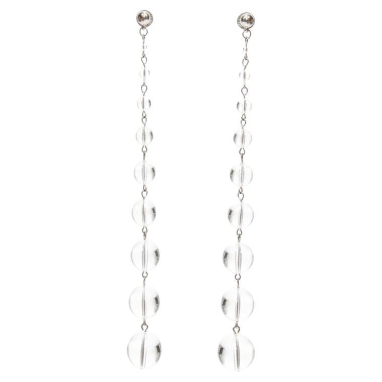 new OSCAR DE LA RENTA clear enamel acrylic ball drop statement earrings For Sale
