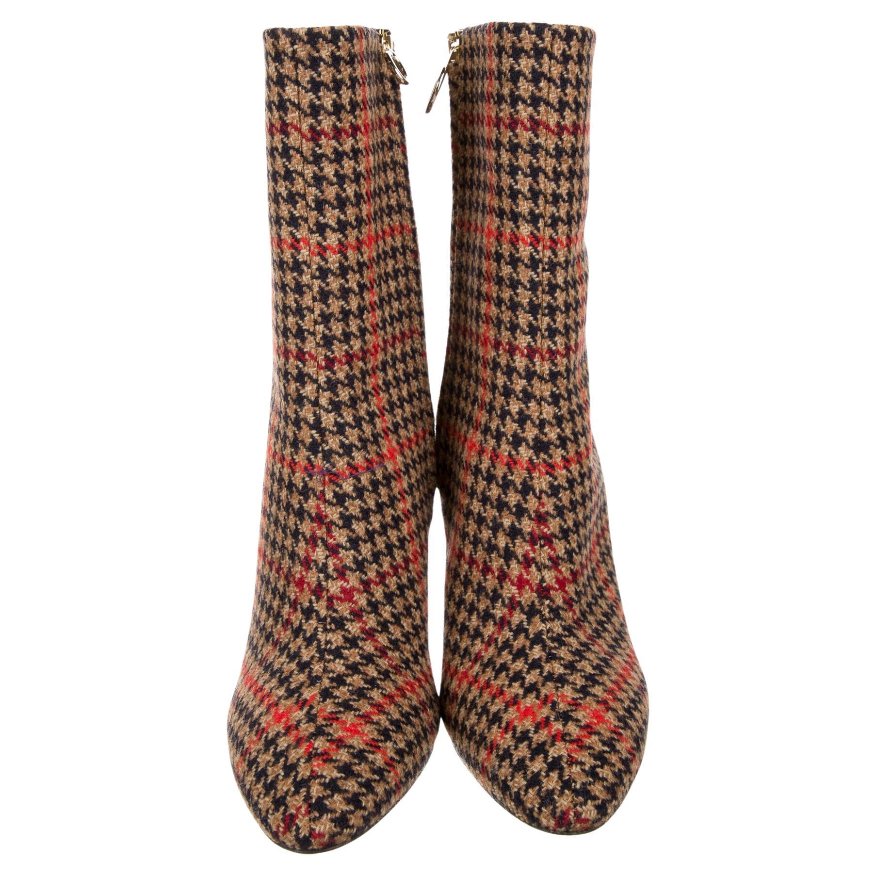 Bottines à carreaux Oscar De La Renta Kendall Jenner, taille 39, 1525 $, automne 2019, état neuf en vente