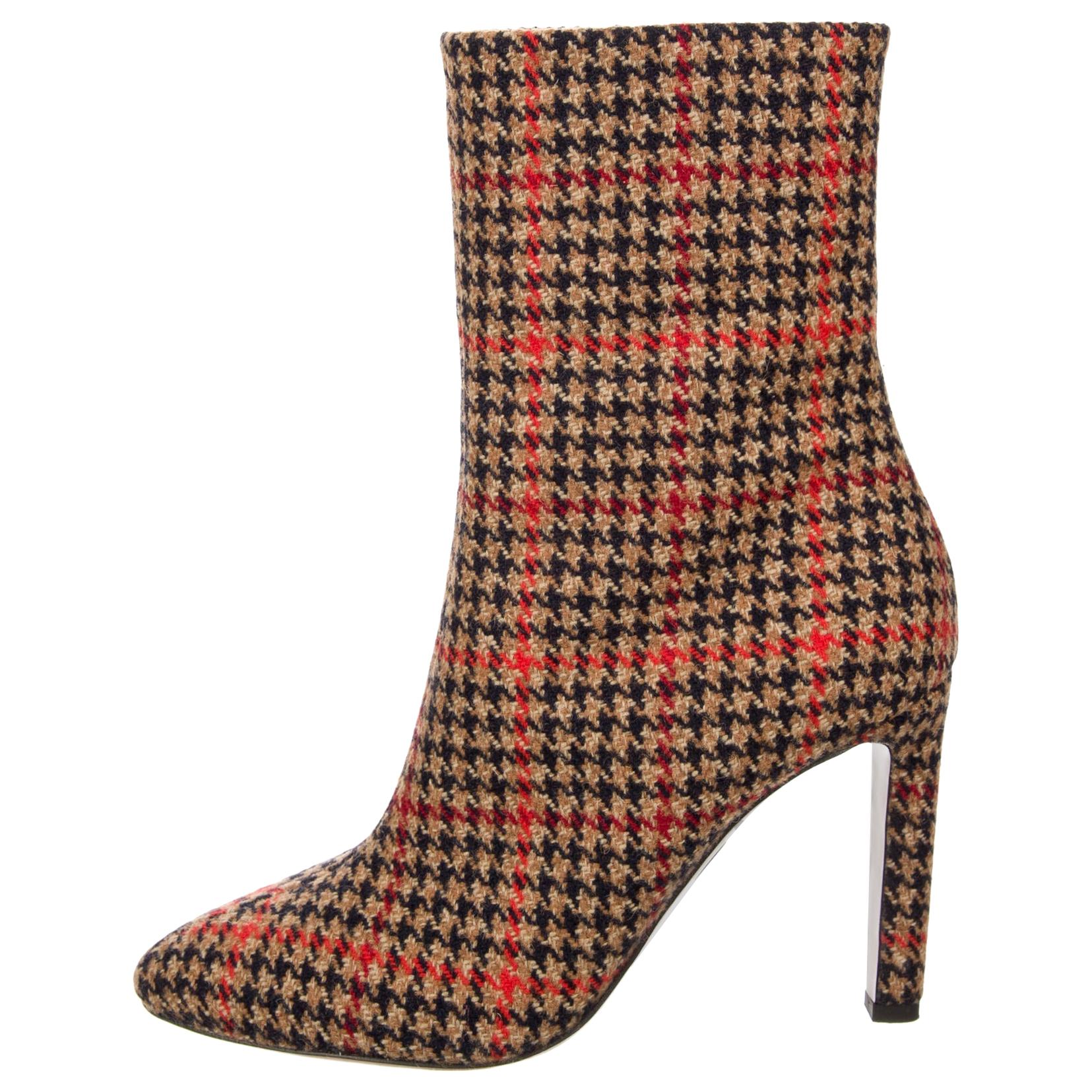 plaid thigh high boots