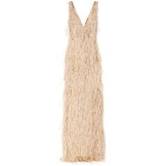 New Oscar De La Renta Feather and Crystal-Embellished Tulle Gown 