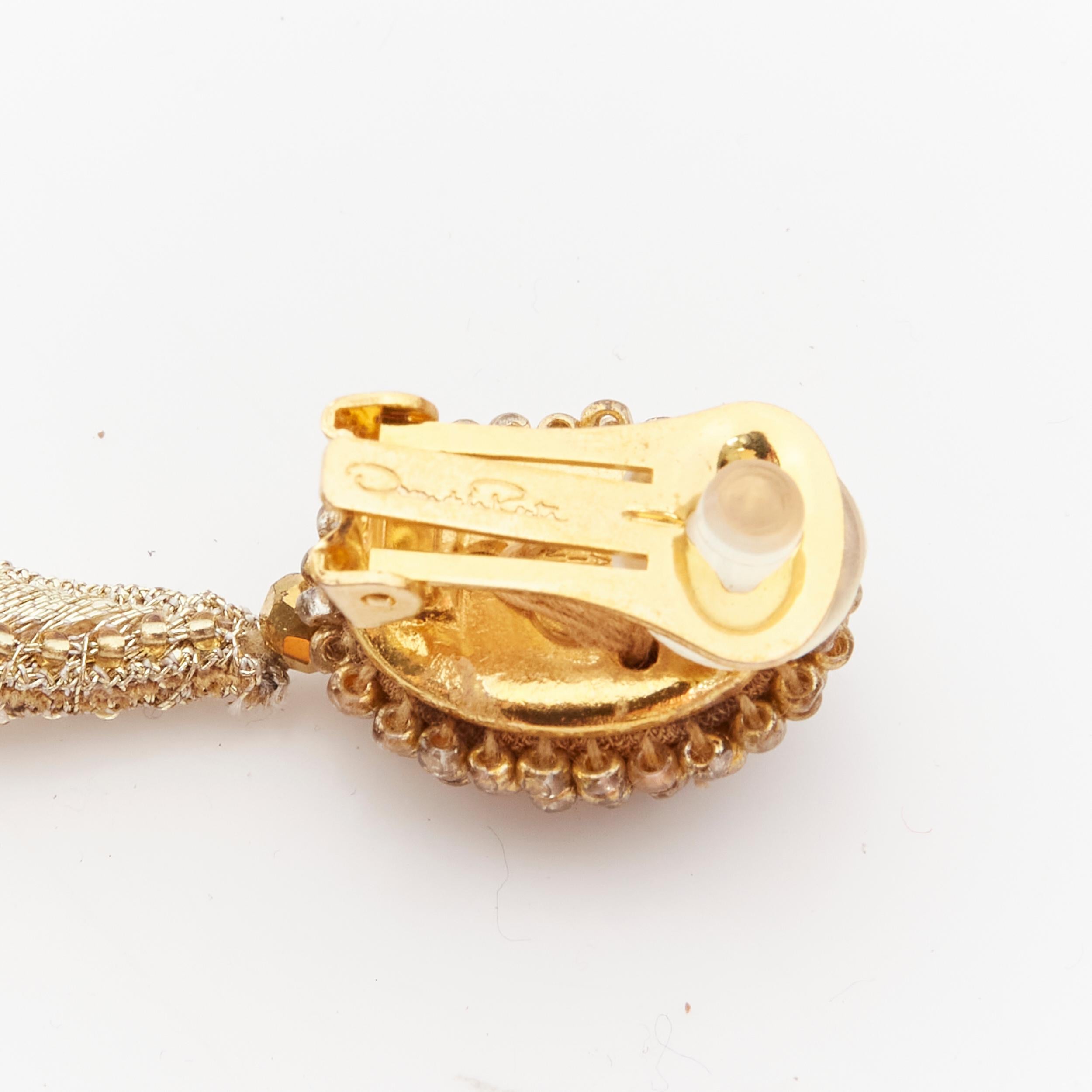 Women's new OSCAR DE LA RENTA gold Large Starfish bead embellished clip on earrings For Sale