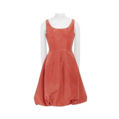 nouveau OSCAR DE LA RENTA R12 coral pink 100% silk bubble skirt cocktail dress US4