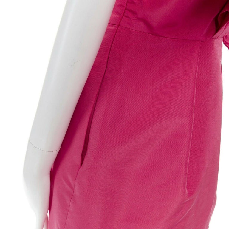 new OSCAR DE LA RENTA R14 100% silk pink cap sleeve bow back cocktail ...