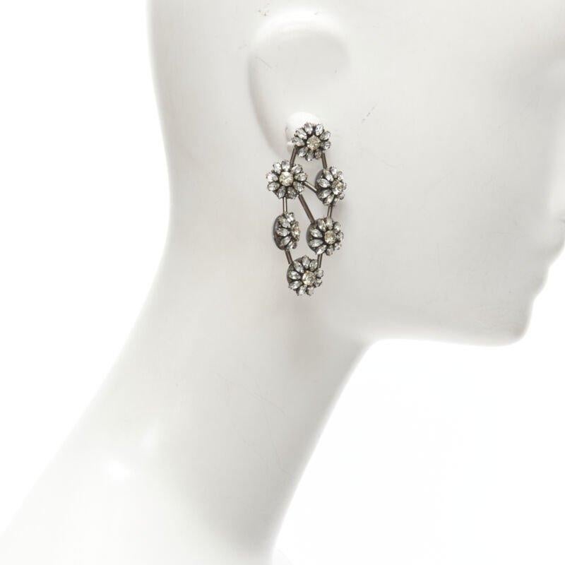 Women's new OSCAR DE LA RENTA Runway crystal loral chandelier bridal statement earrings For Sale