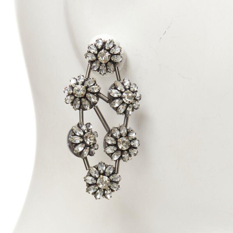 new OSCAR DE LA RENTA Runway crystal loral chandelier bridal statement earrings For Sale 2
