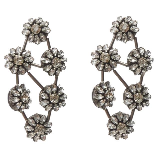 new OSCAR DE LA RENTA Runway crystal loral chandelier bridal statement earrings For Sale