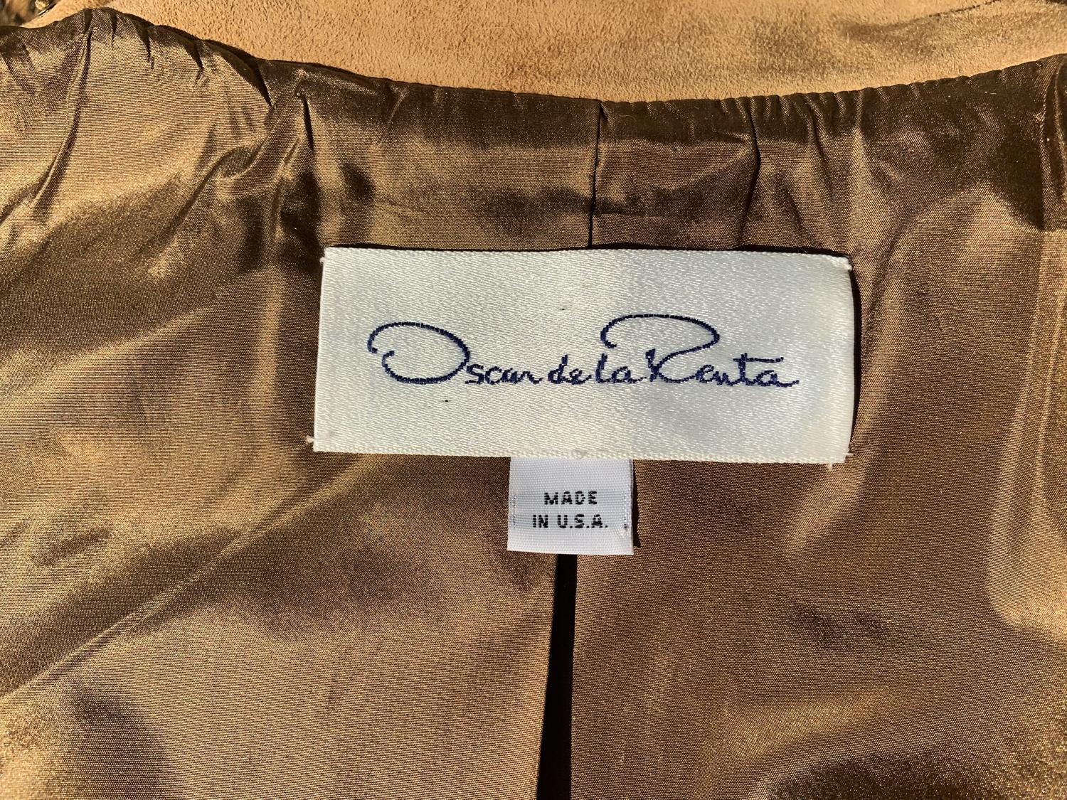 New Oscar De La Renta Runway F/W 2003 Fully Embellished Suede Long Coat w/ Fur  For Sale 15