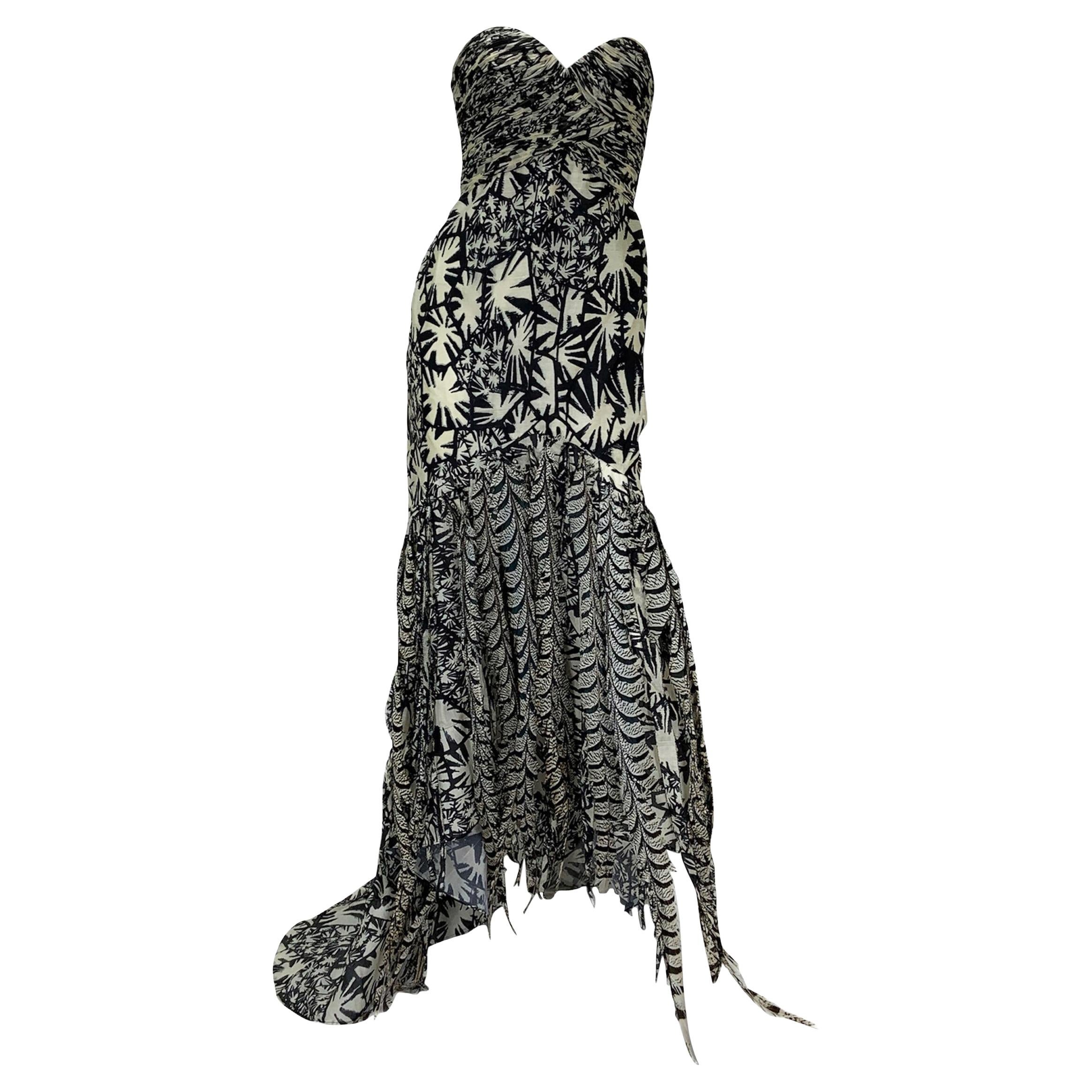New Oscar de la Renta S/S 2008 AD Campaign Silk Pheasant Feather Dress Gown US 8
