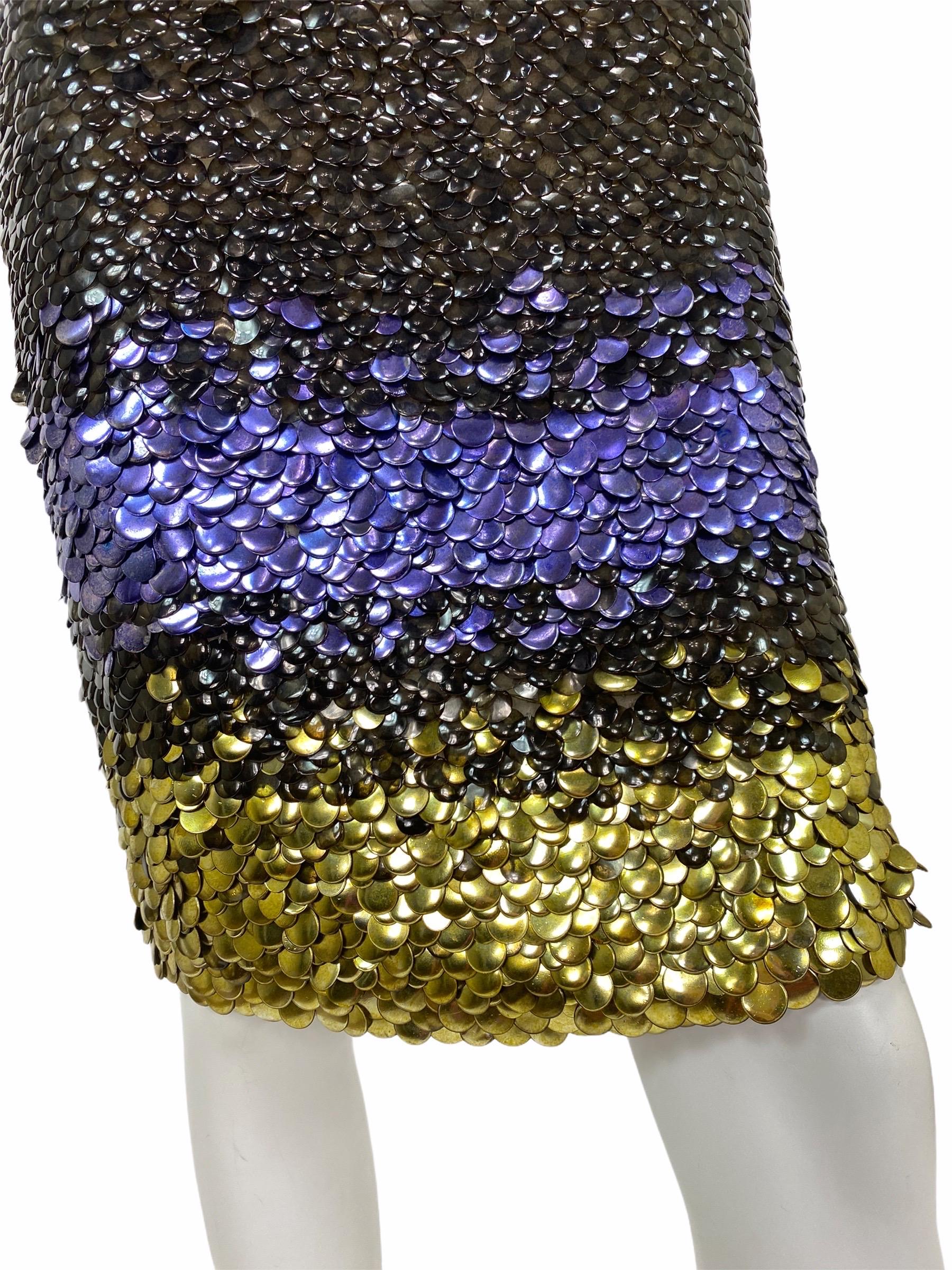 Vintage F/W 2009 Oscar de la Renta Sequin-Sprayed Silk Cocktail Dress US 6 In New Condition For Sale In Montgomery, TX