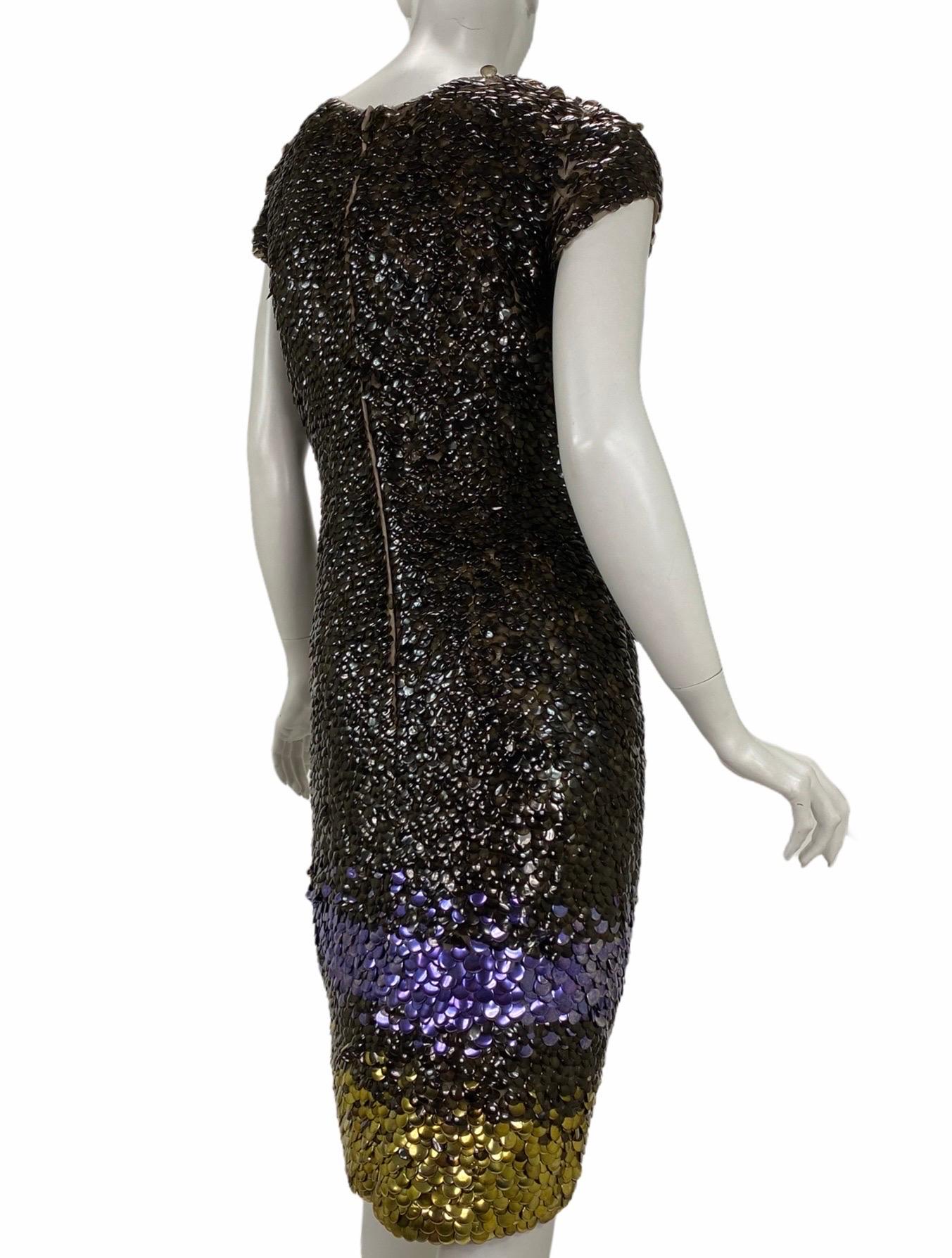 Women's New Oscar de la Renta Sequin-Sprayed Silk Cocktail Dress US 6 For Sale