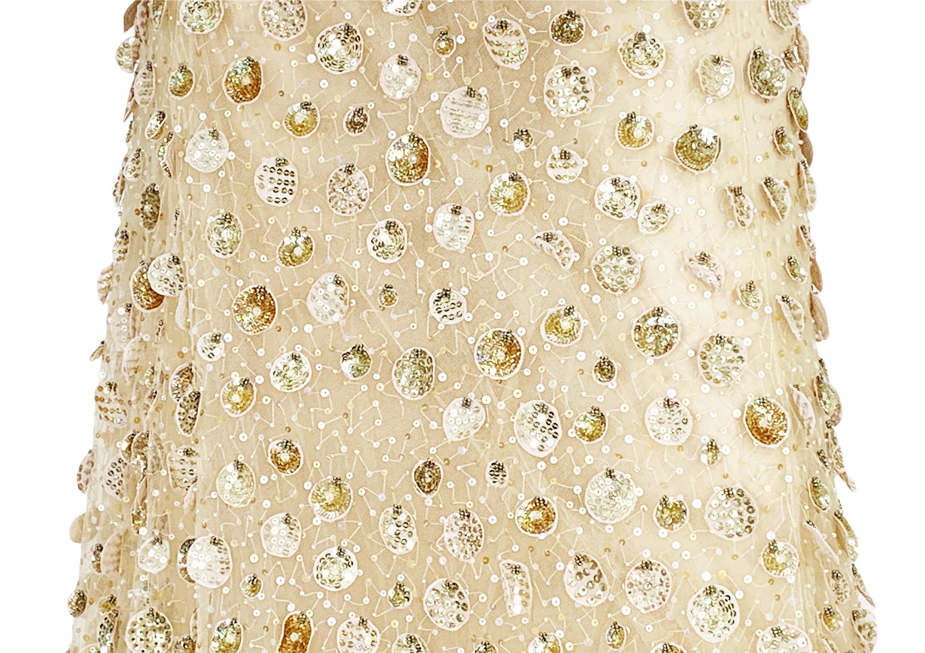 New Oscar de la Renta SS 2006 Runway Red Carpet Nude Sequin Embellished Gown 6 1