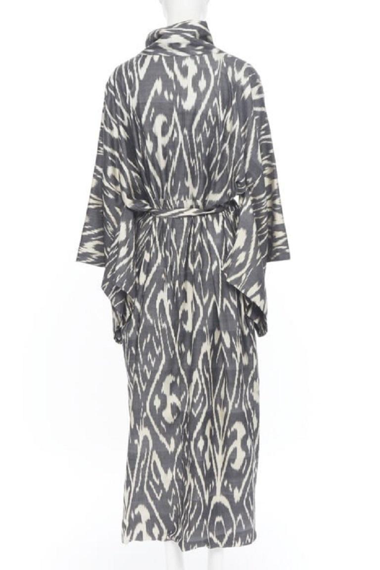 new OSCAR DE LA RENTA SS19 Runway brown black leopard pink silk lined kimono L For Sale 3
