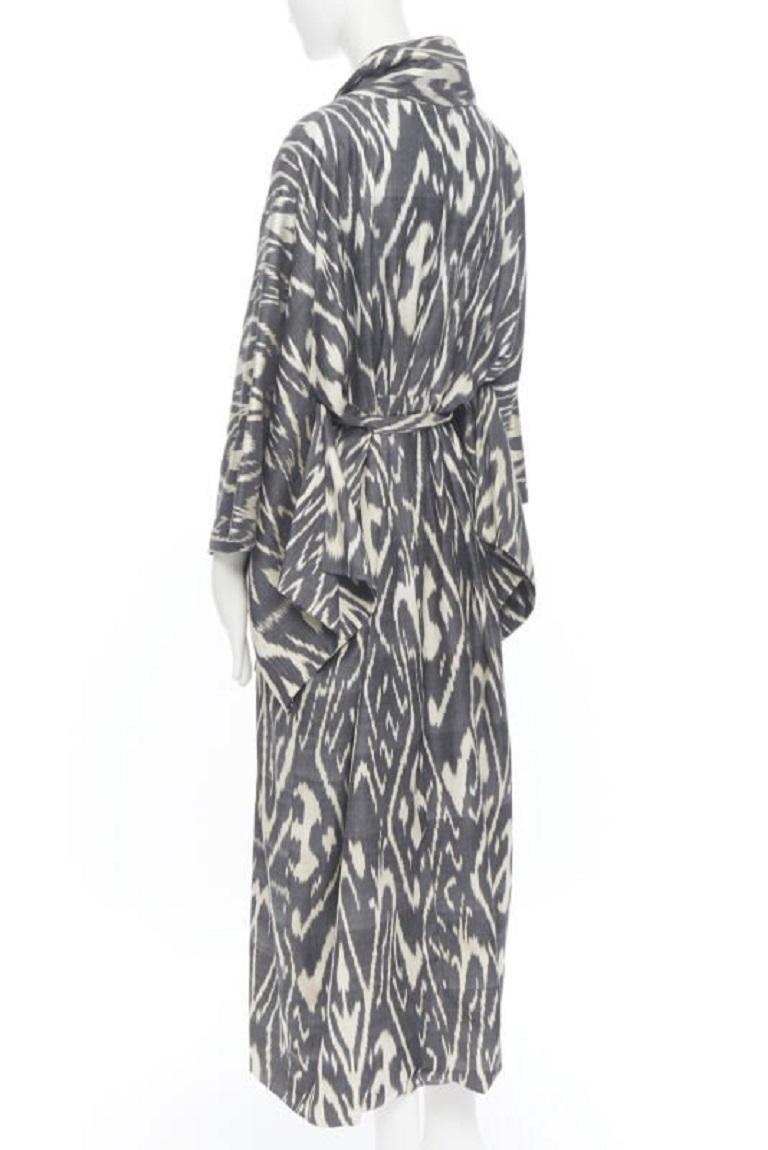 new OSCAR DE LA RENTA SS19 Runway brown black leopard pink silk lined kimono L For Sale 4
