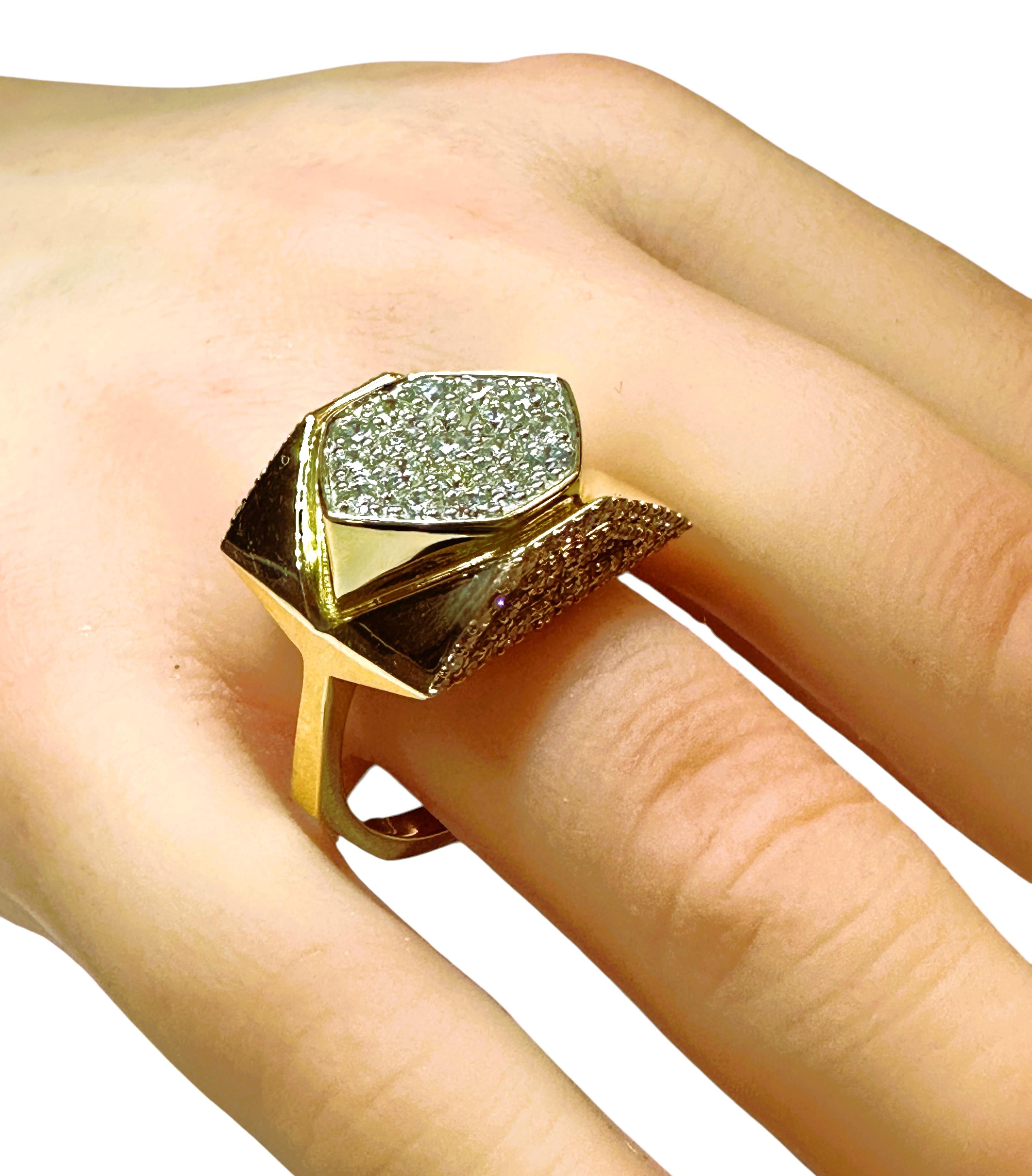 Oscar Friedman, bague neuve avec étiquette en or 14 carats et diamant 1,55 carat avec évaluation 4