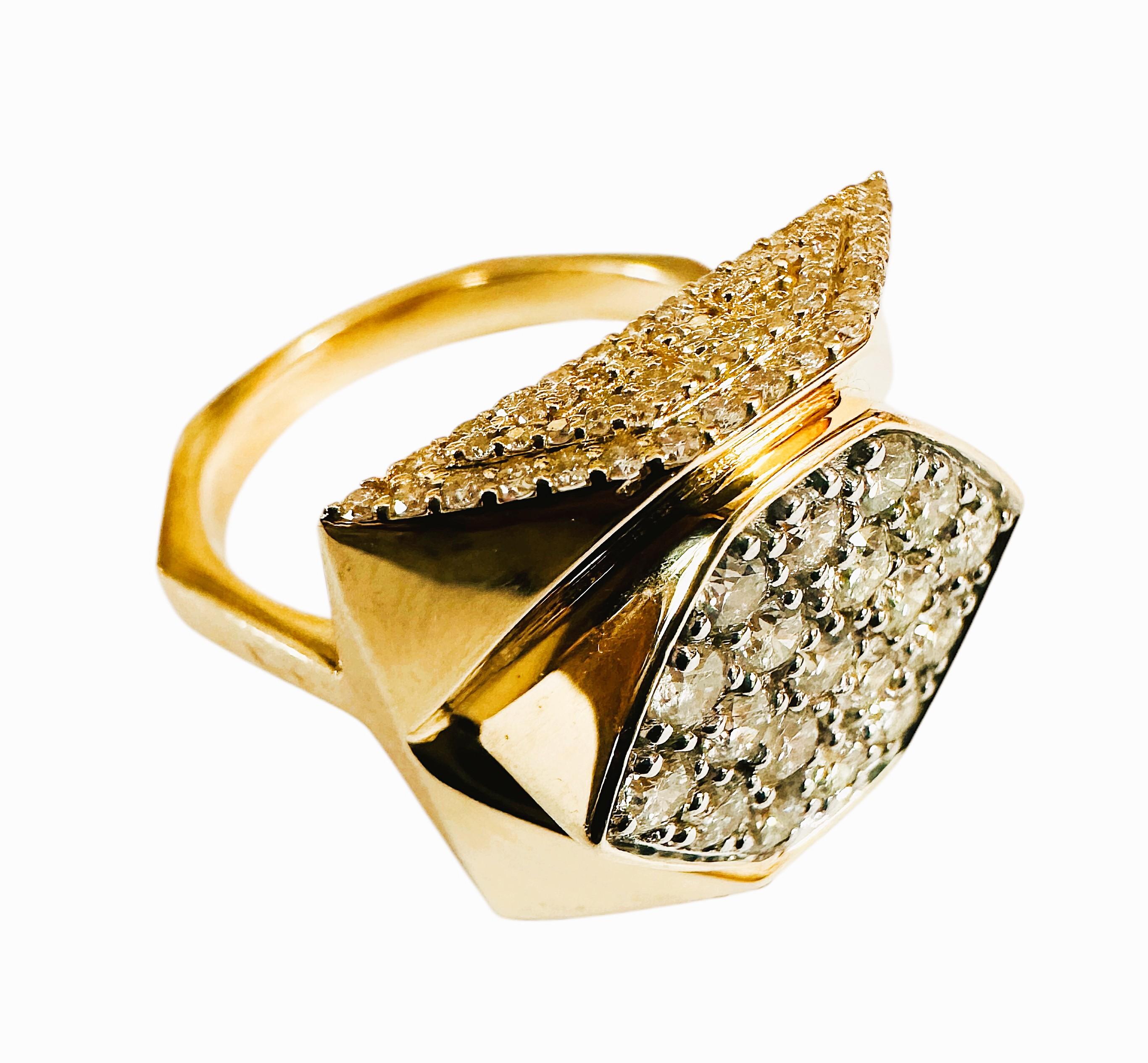 Oscar Friedman, bague neuve avec étiquette en or 14 carats et diamant 1,55 carat avec évaluation 9