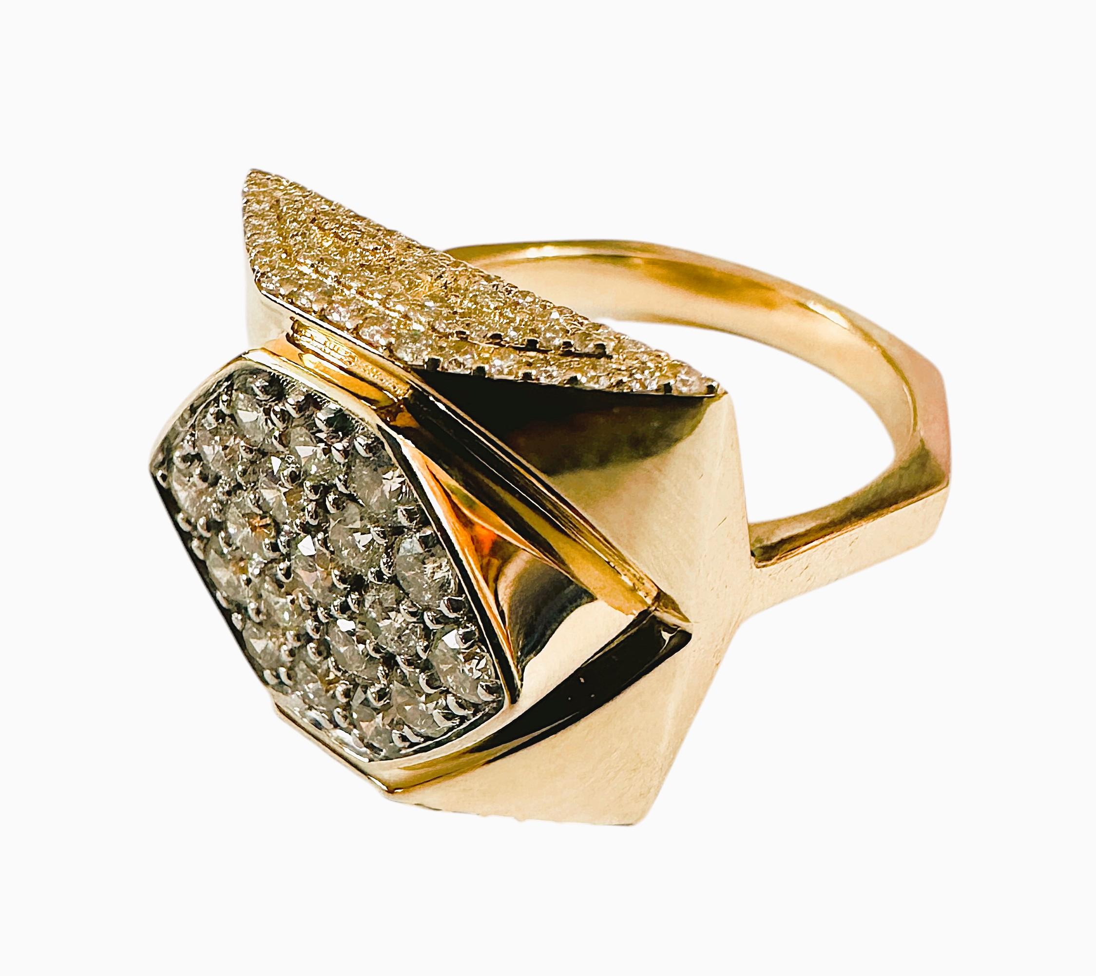 Oscar Friedman, bague neuve avec étiquette en or 14 carats et diamant 1,55 carat avec évaluation 10