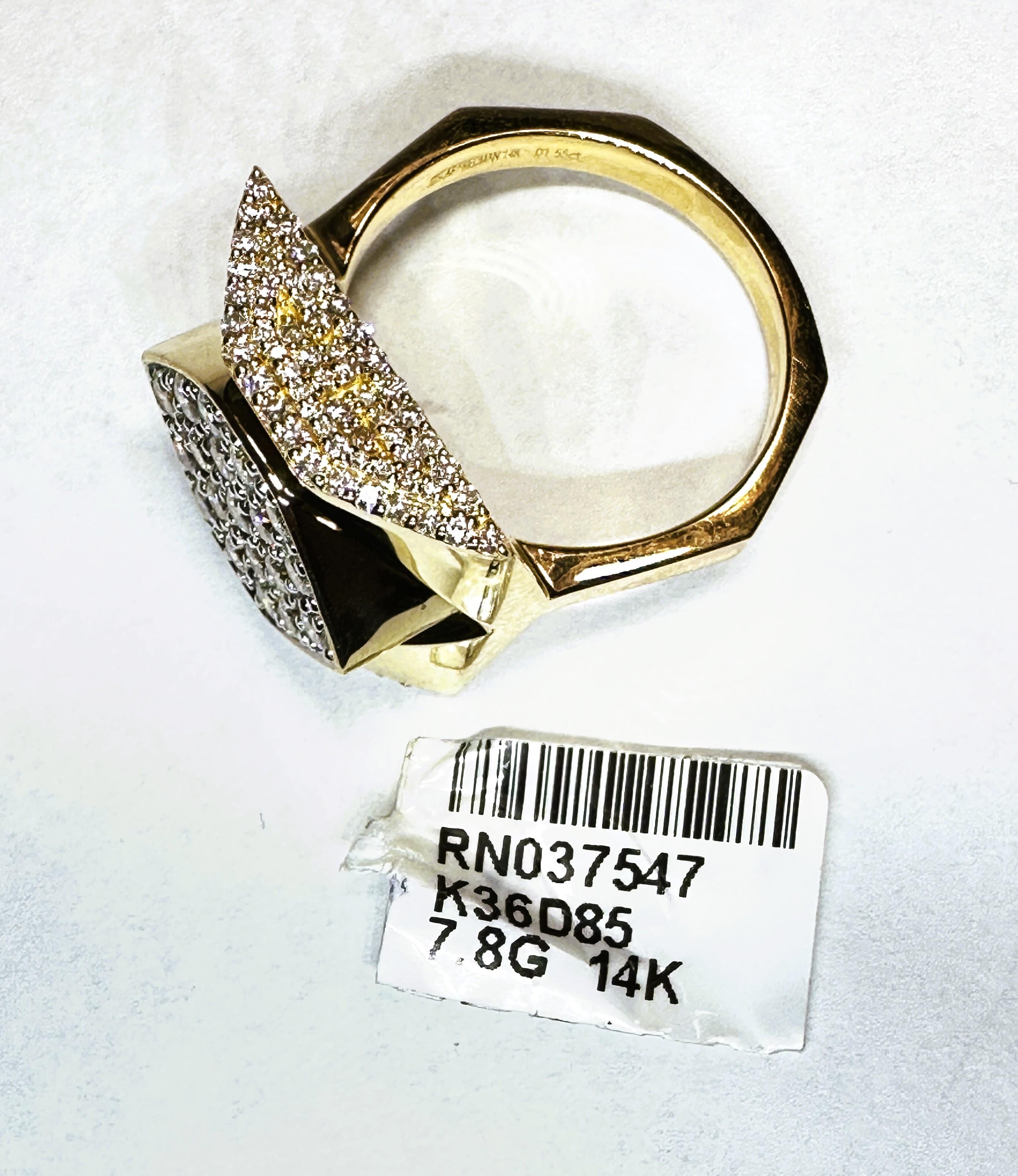 Art déco Oscar Friedman, bague neuve avec étiquette en or 14 carats et diamant 1,55 carat avec évaluation