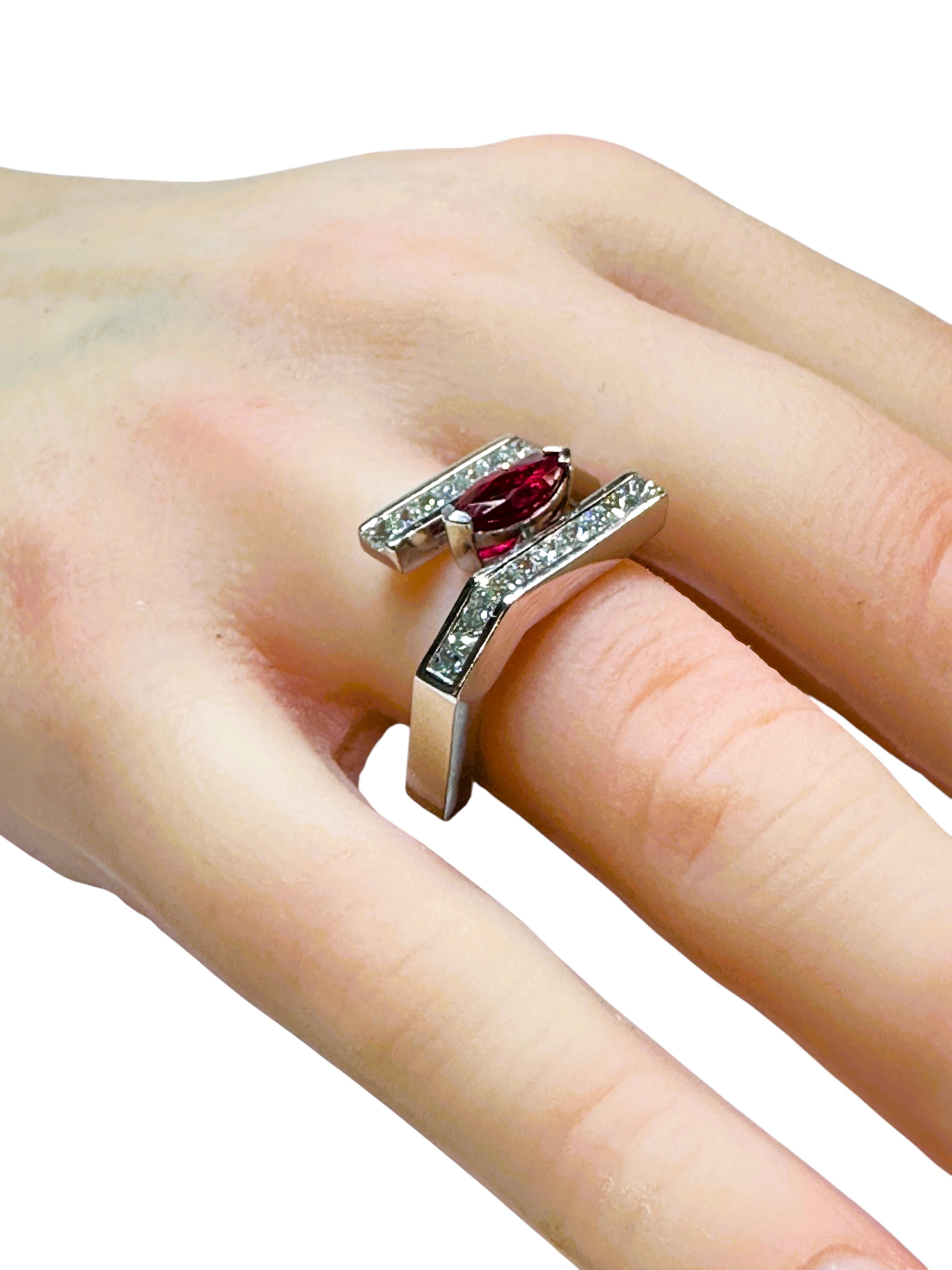 New Oscar Friedman wTags Burma Ruby & .99 Carat Diamond Platinum Ring w Appraisa For Sale 4