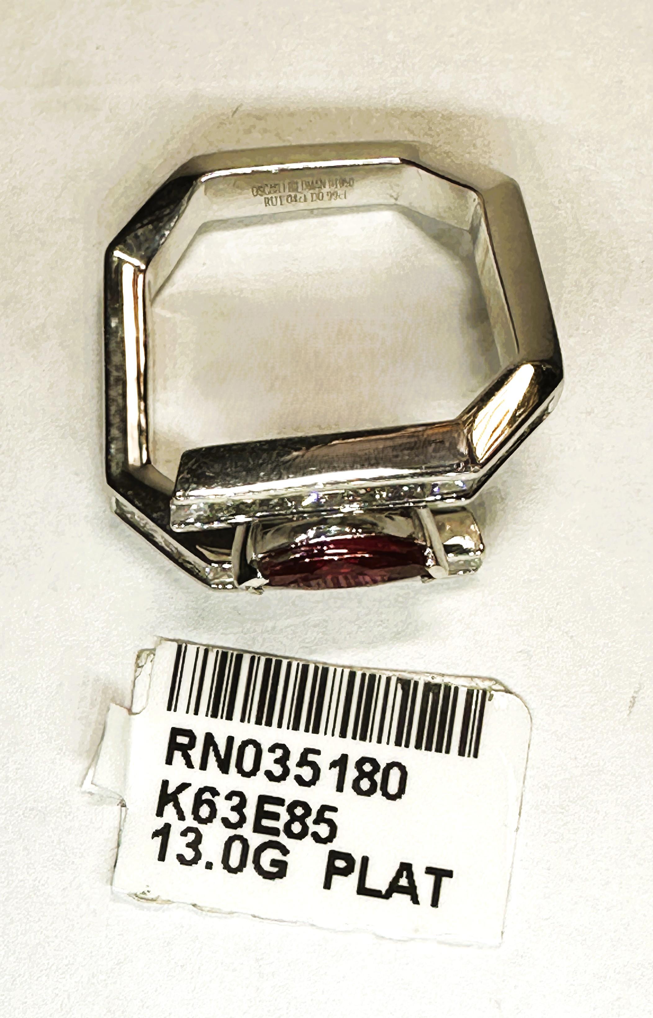 New Oscar Friedman wTags Burma Ruby & .99 Carat Diamond Platinum Ring w Appraisa For Sale 6