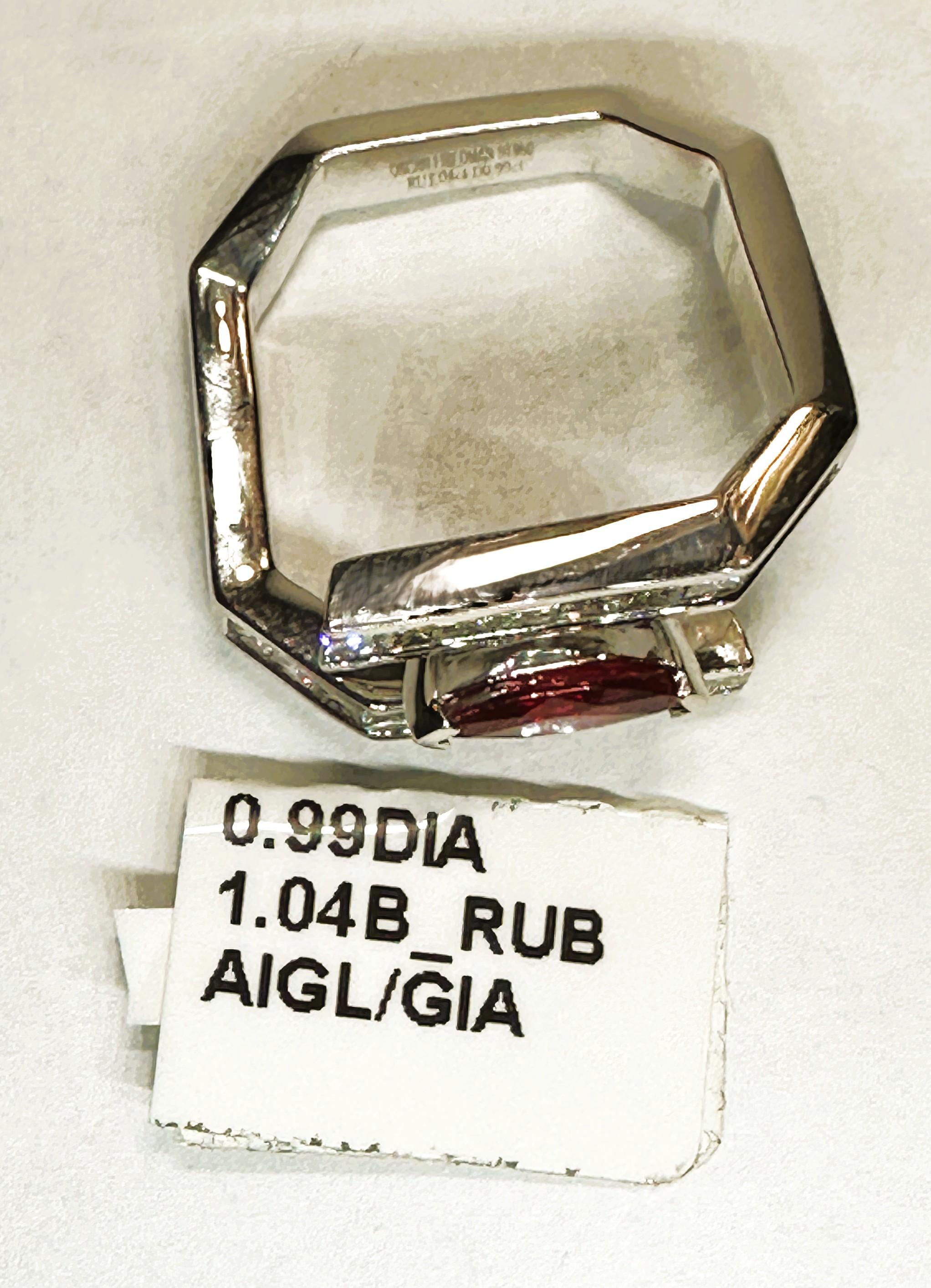 New Oscar Friedman wTags Burma Ruby & .99 Carat Diamond Platinum Ring w Appraisa For Sale 7